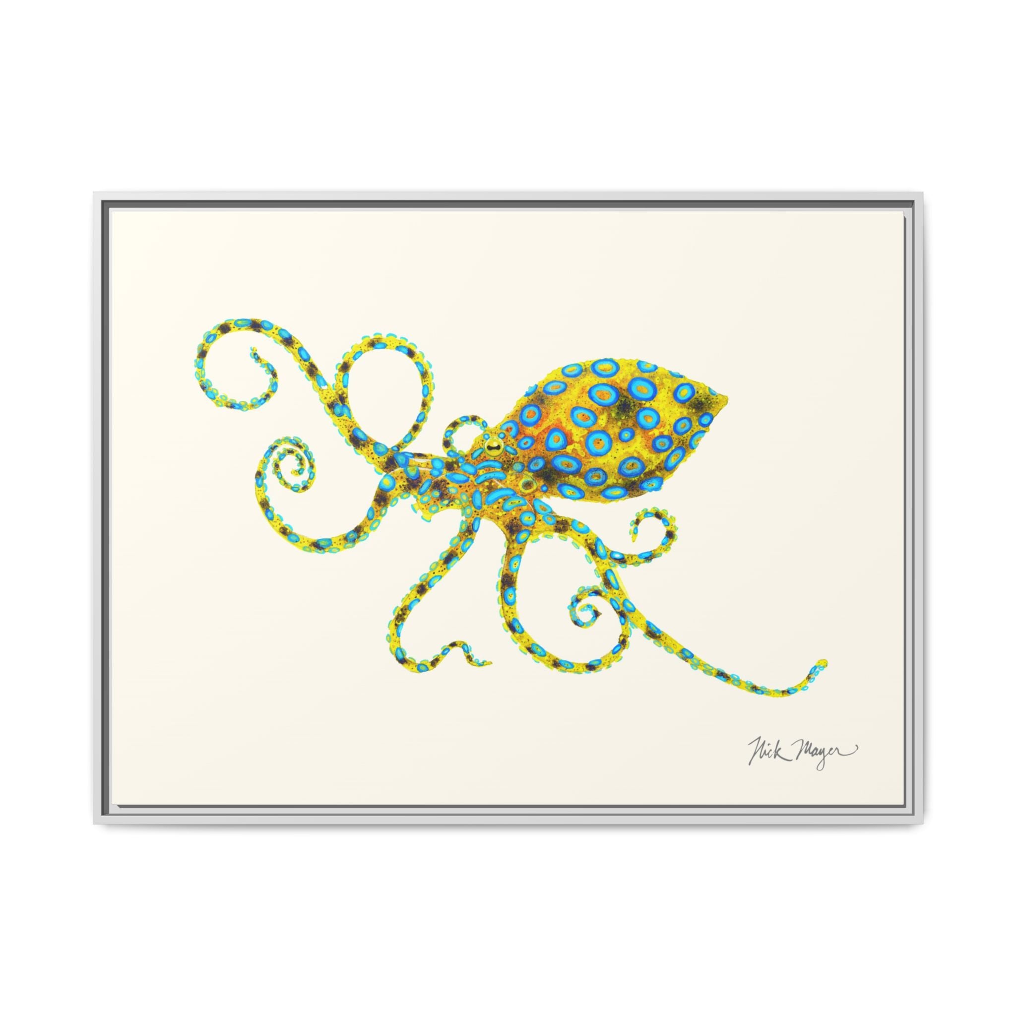 Blue Ringed Octopus Framed Canvas Print Printify