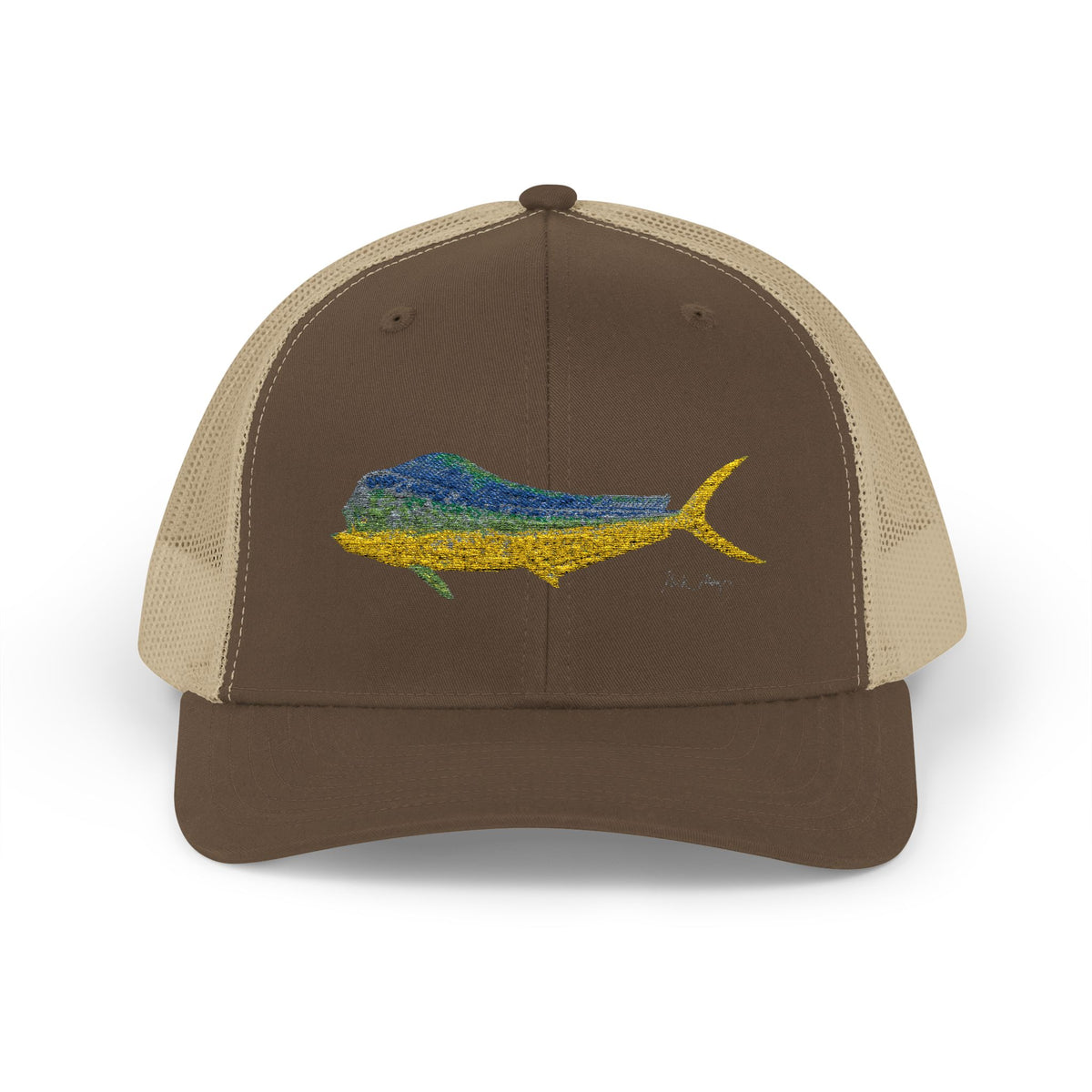 Bull Mahi Embroidered Snapback Trucker Hat Printify