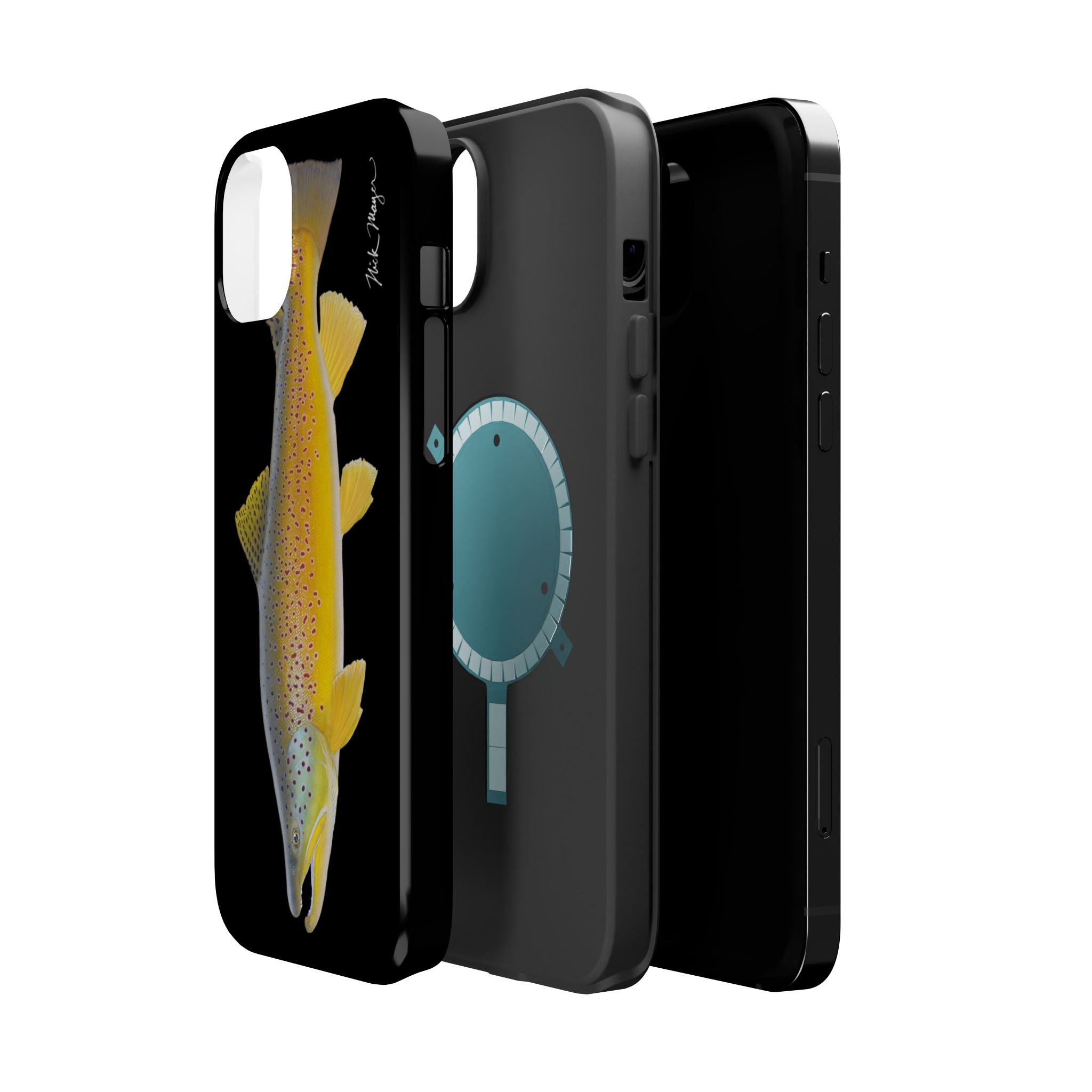 Brown Trout 3 Black MagSafe iPhone Case