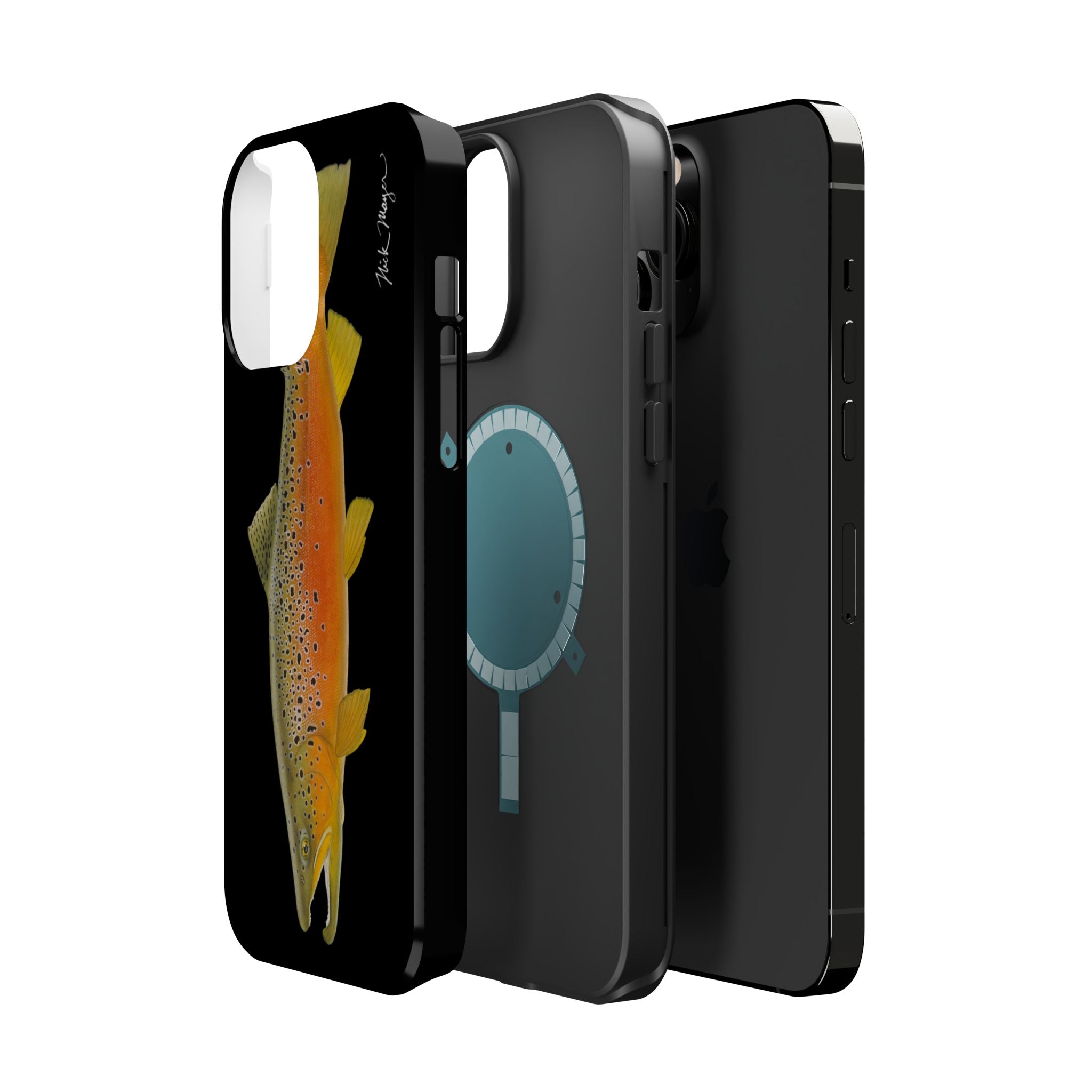 Brown Trout 2 Black MagSafe iPhone Case, NEW for Holiday 2025!