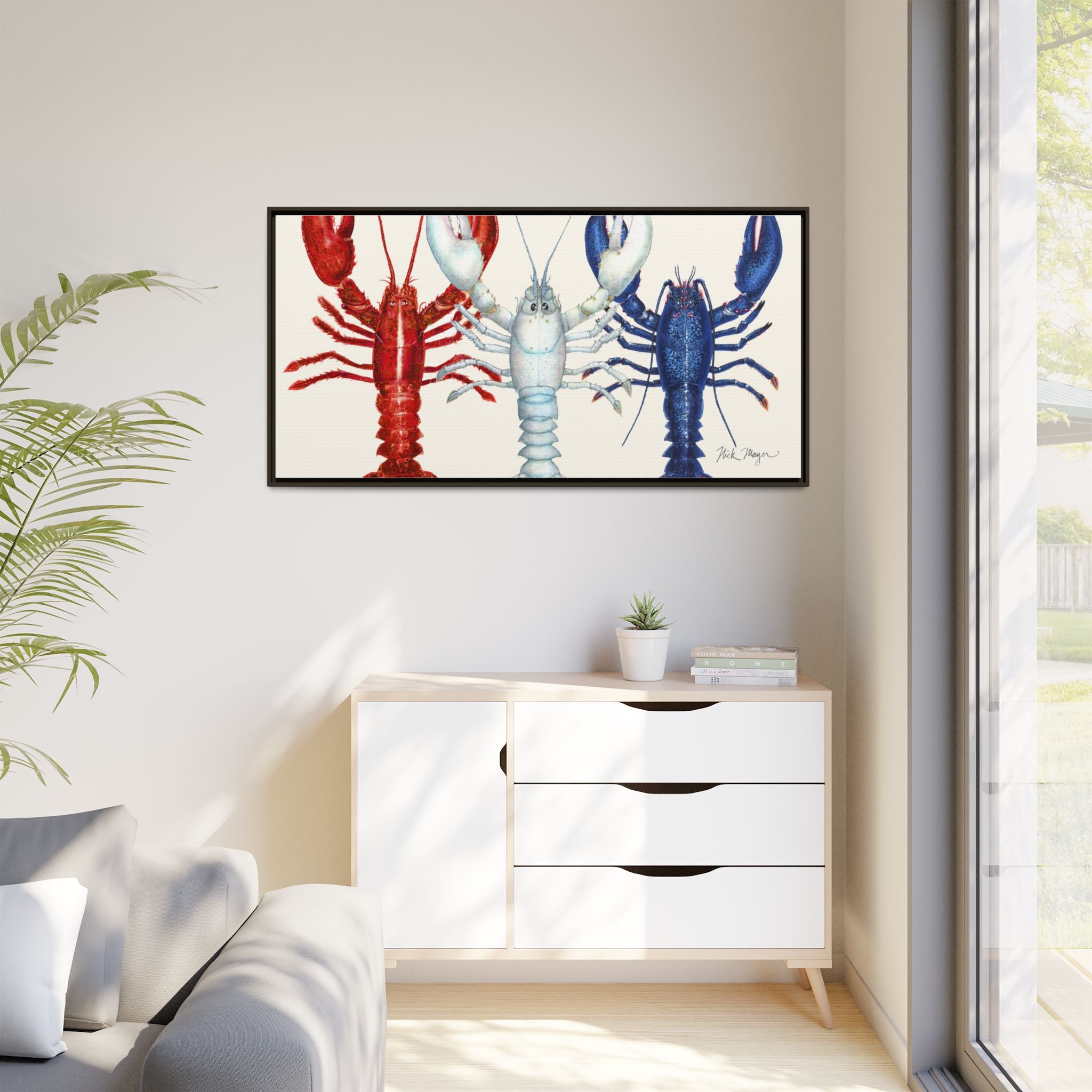 American Lobsters Trio Framed Canvas Print Printify