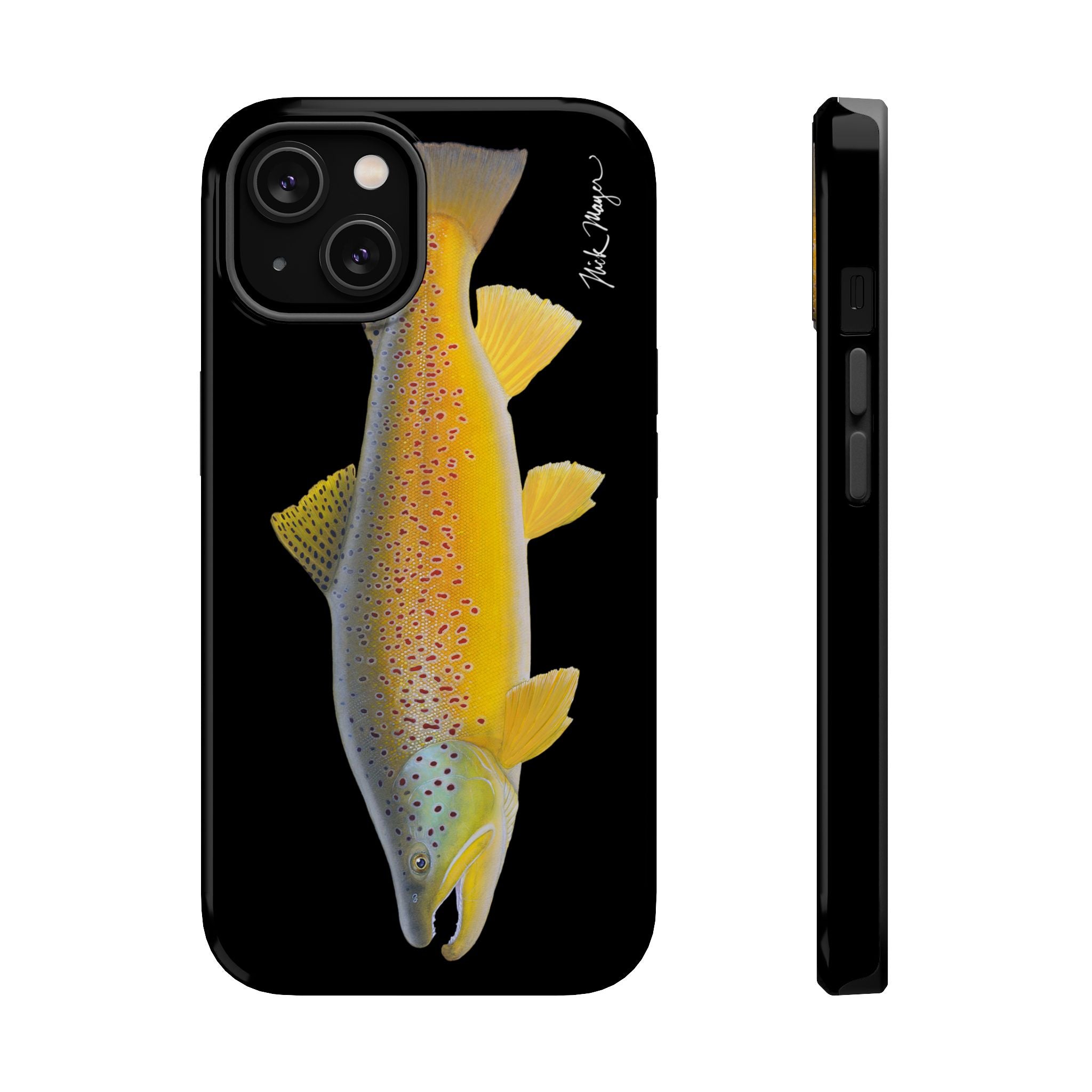 Brown Trout 3 Black MagSafe iPhone Case