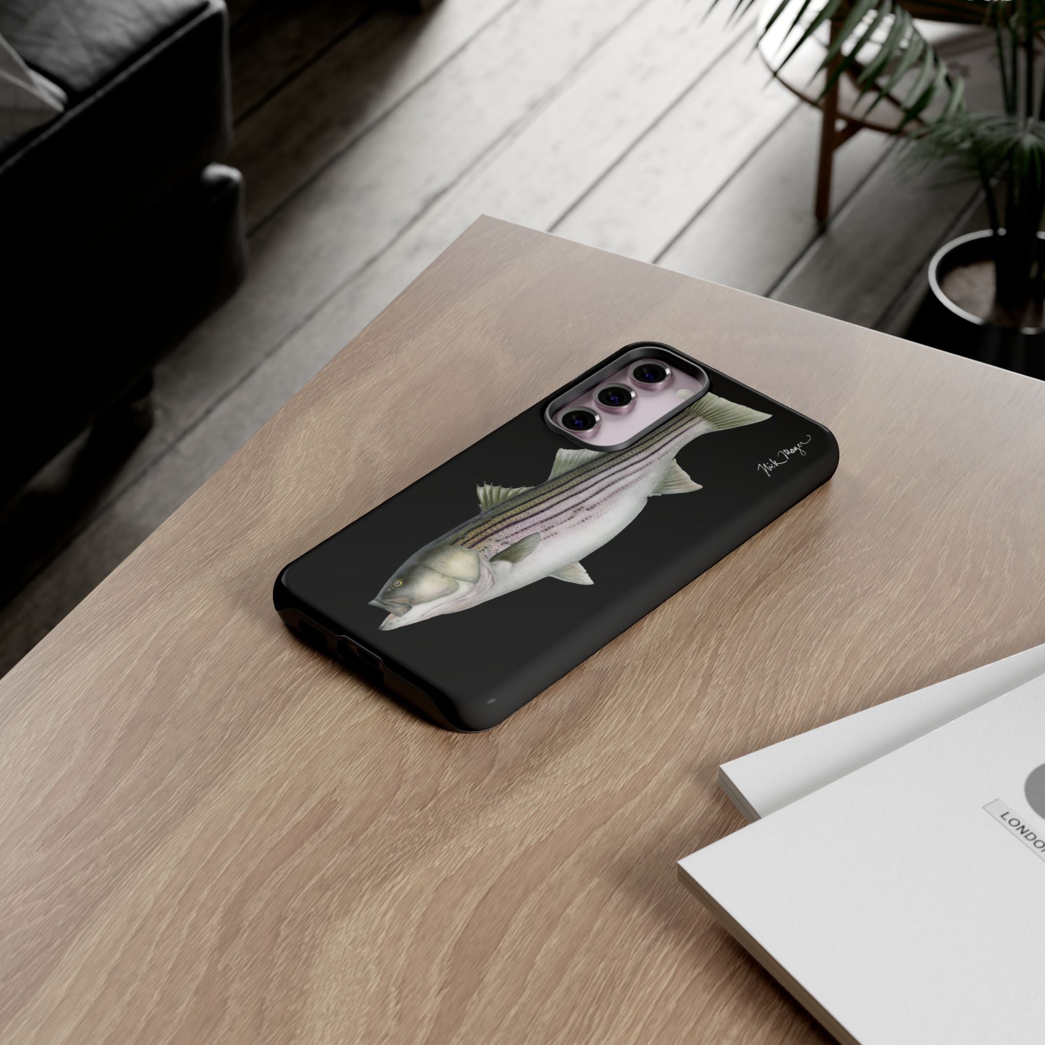 30 lb Striper Black Phone Case (Samsung) Printify