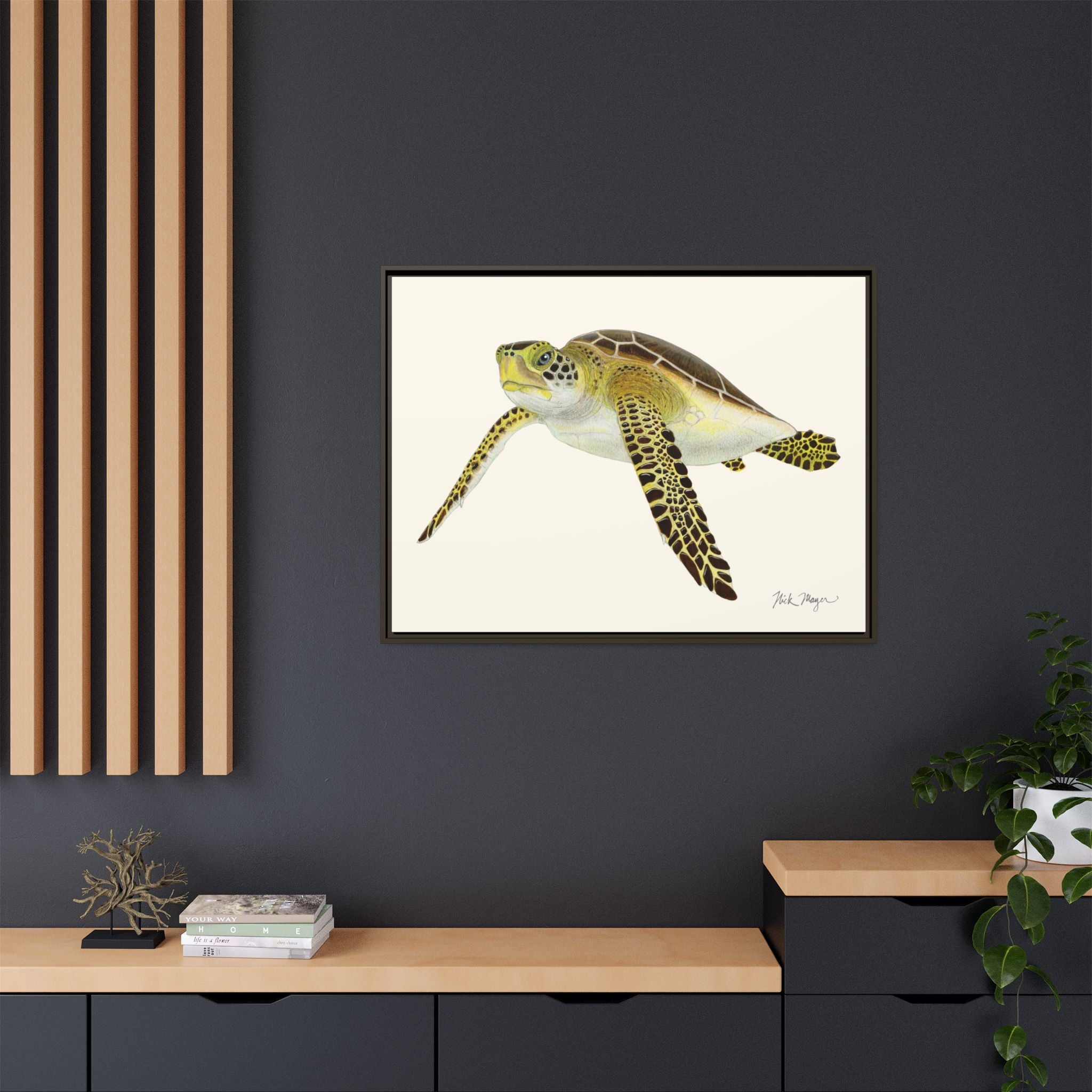Green Sea Turtle III Framed Canvas Print Printify