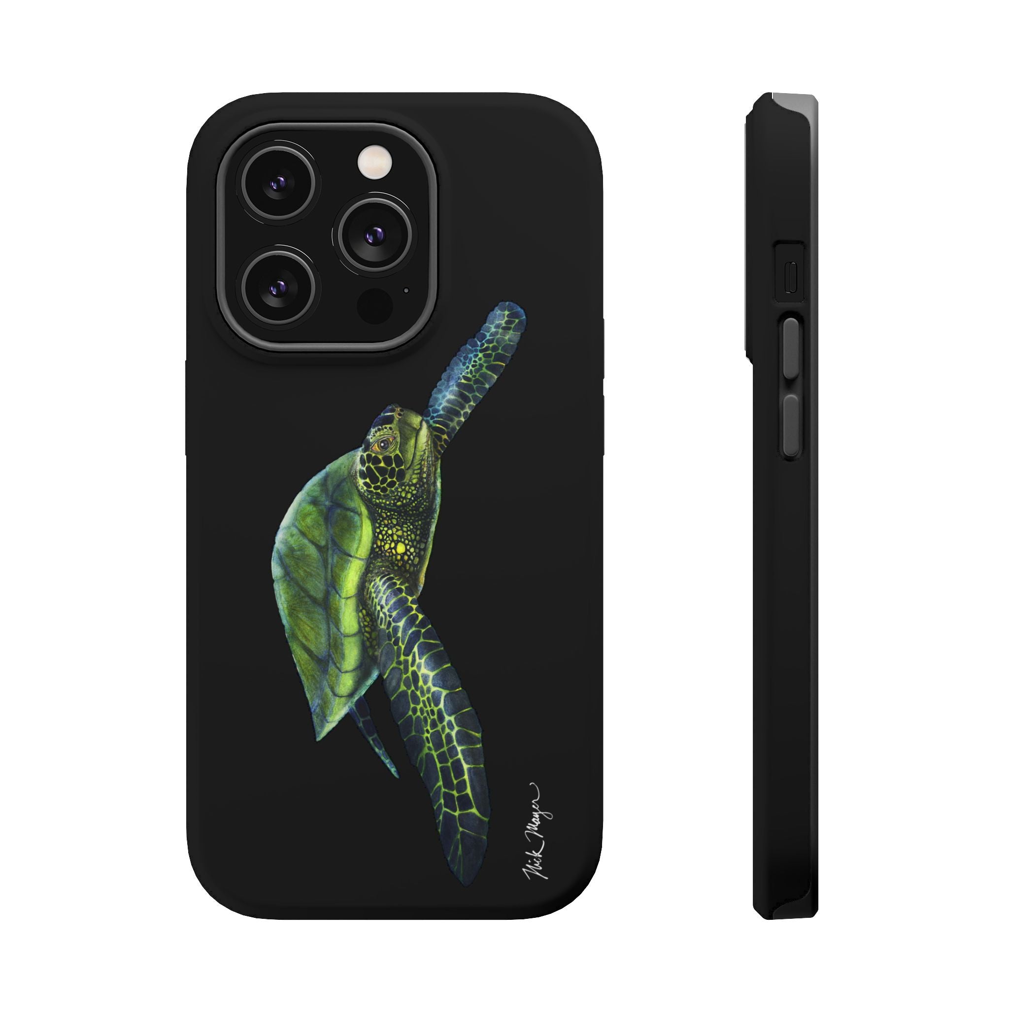 Green Sea Turtle MagSafe Black iPhone Case