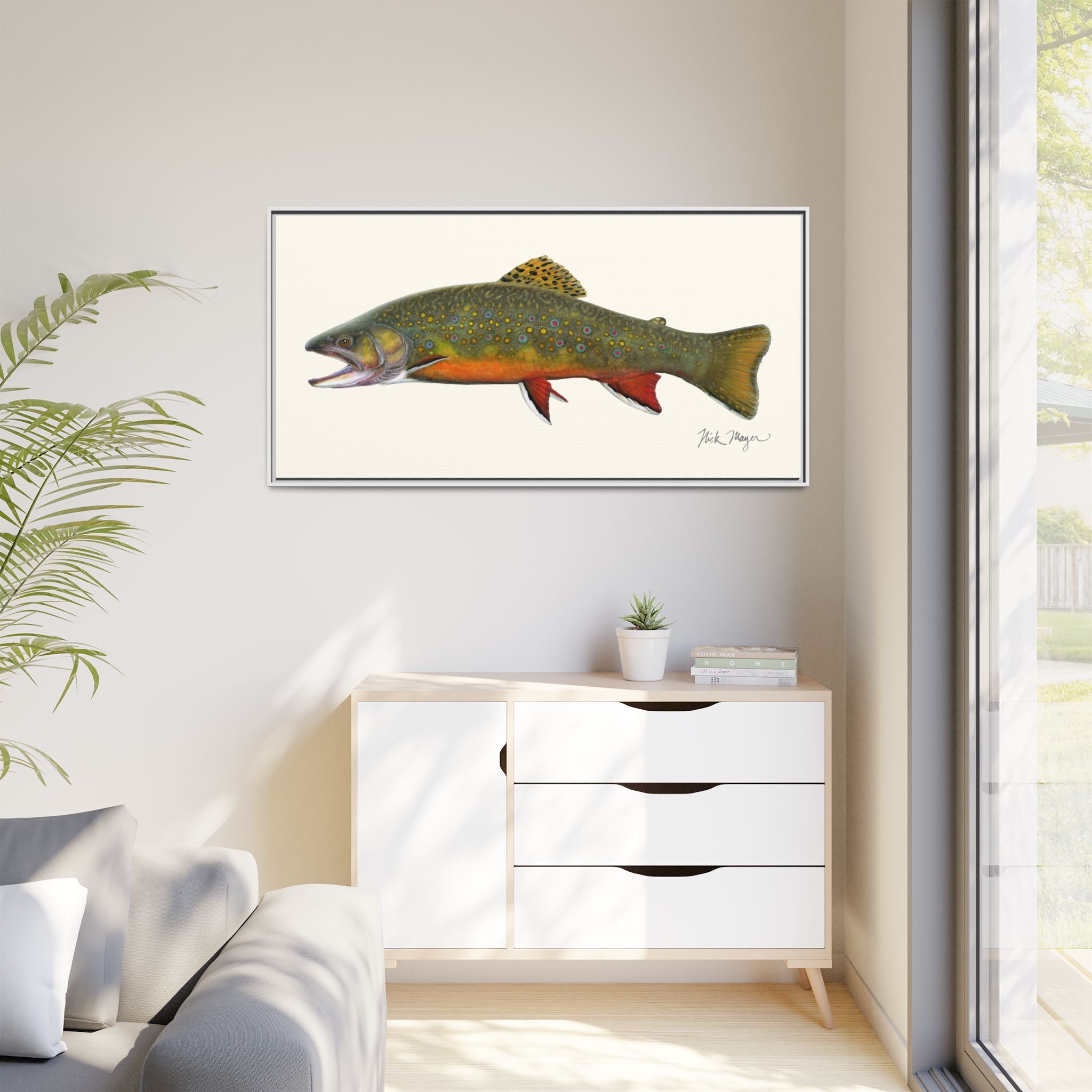Beaver Pond Brook Trout Framed Canvas Print Printify