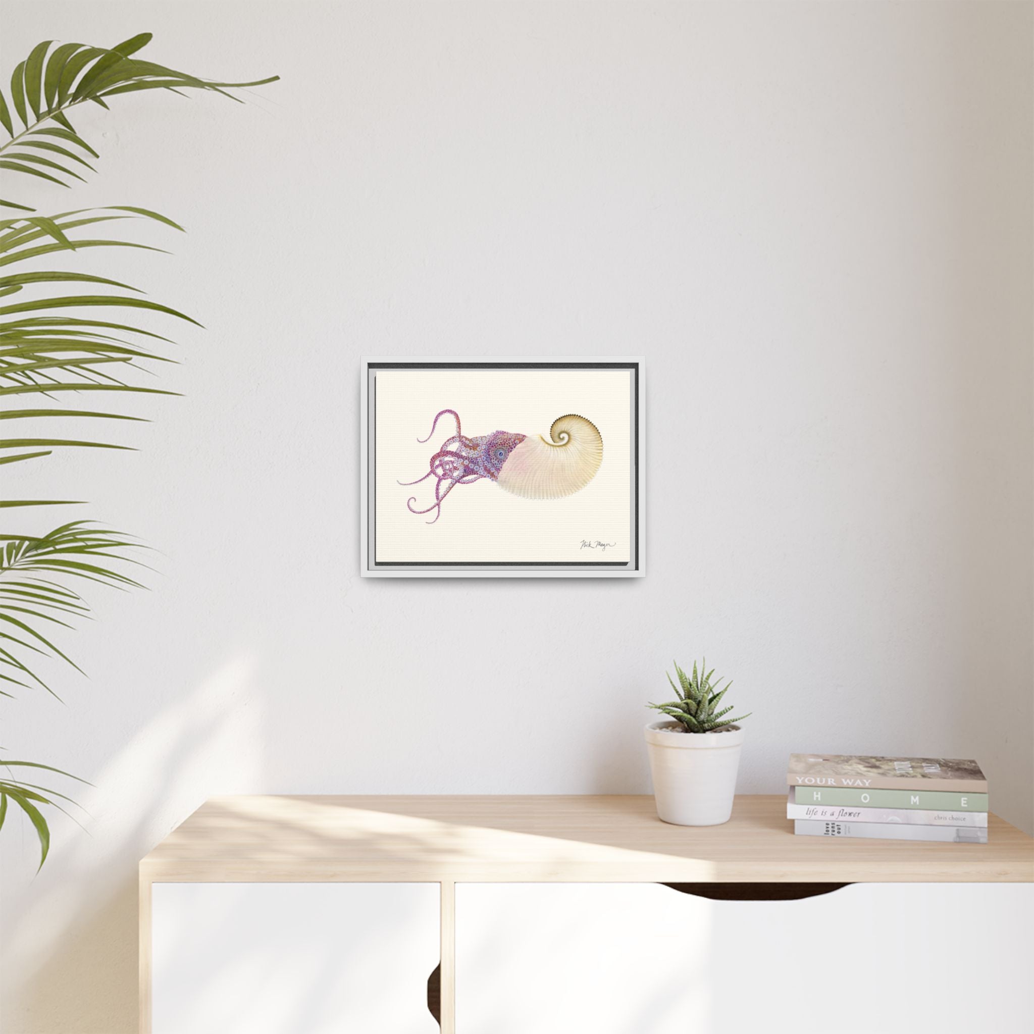 Paper Nautilus Framed Canvas Print Printify