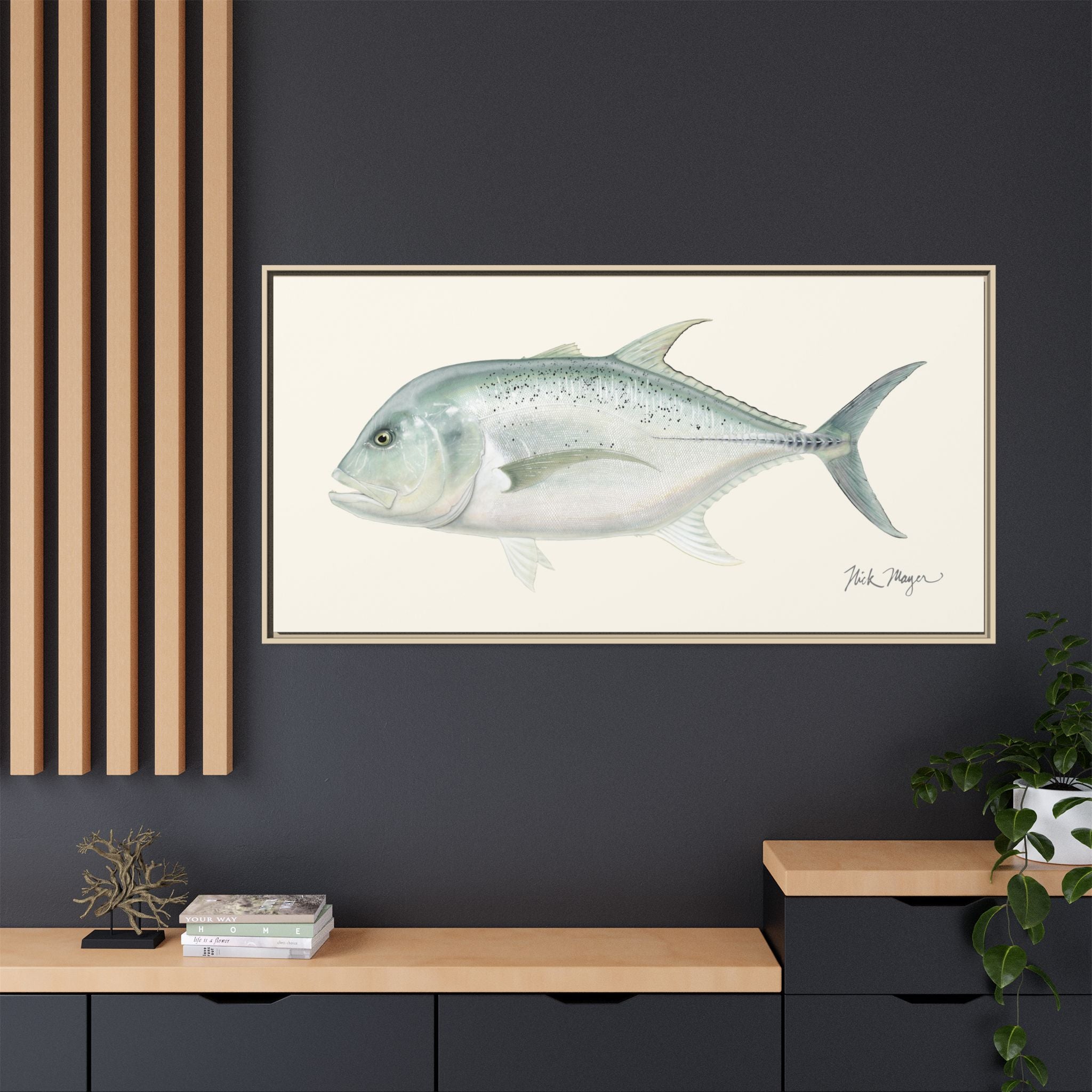 Boss Giant Trevally Framed Canvas Print Printify