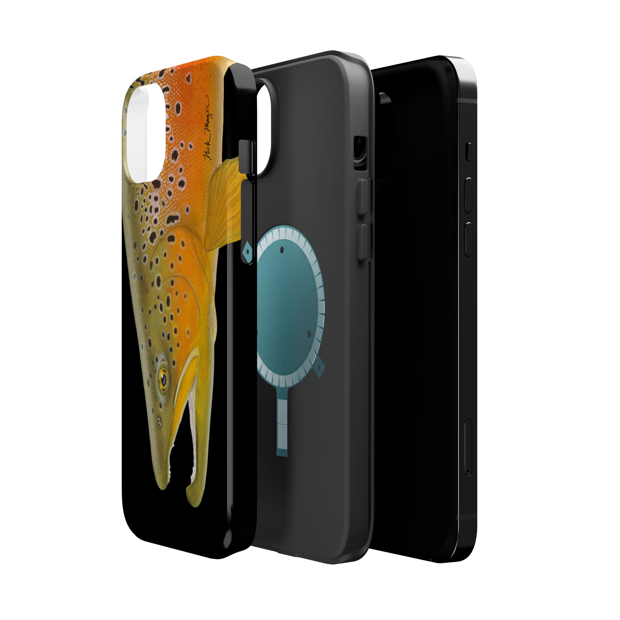 Brown Trout 2 Black MagSafe iPhone Case