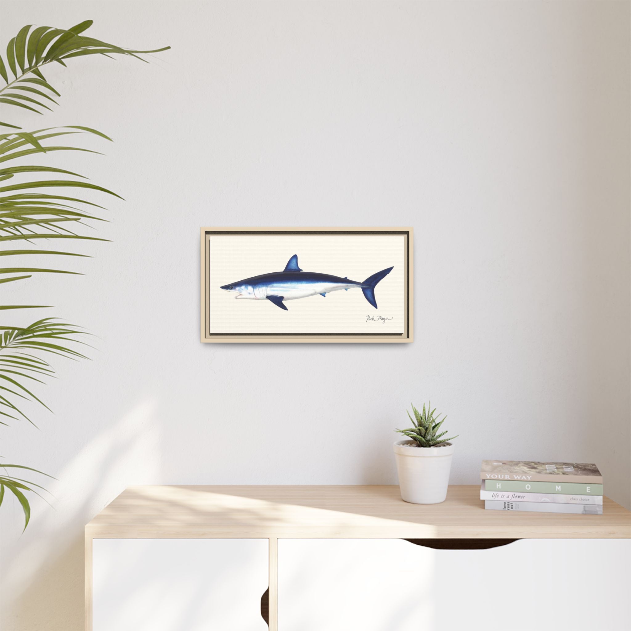 Mako Shark Framed Canvas Print Printify
