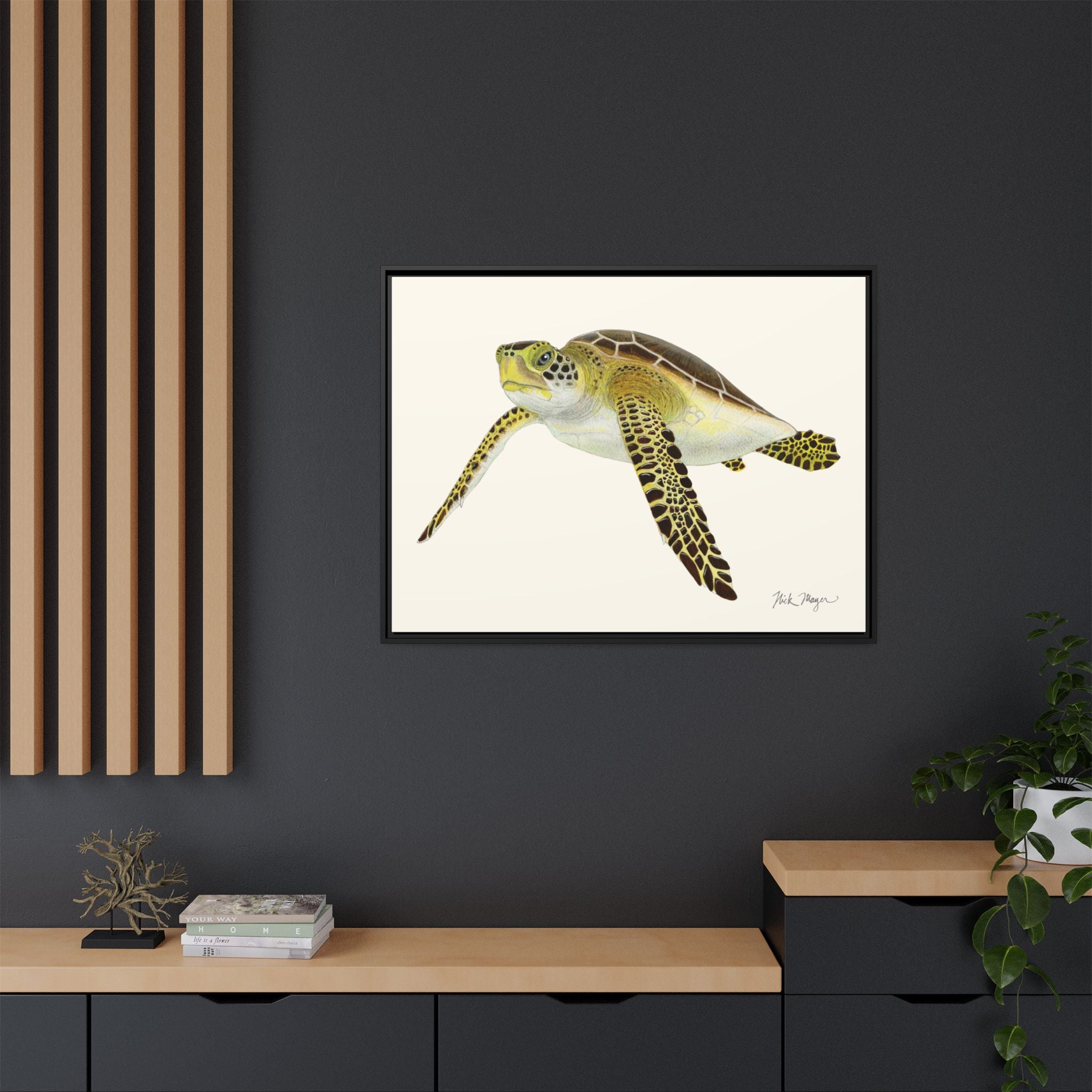 Green Sea Turtle III Framed Canvas Print Printify