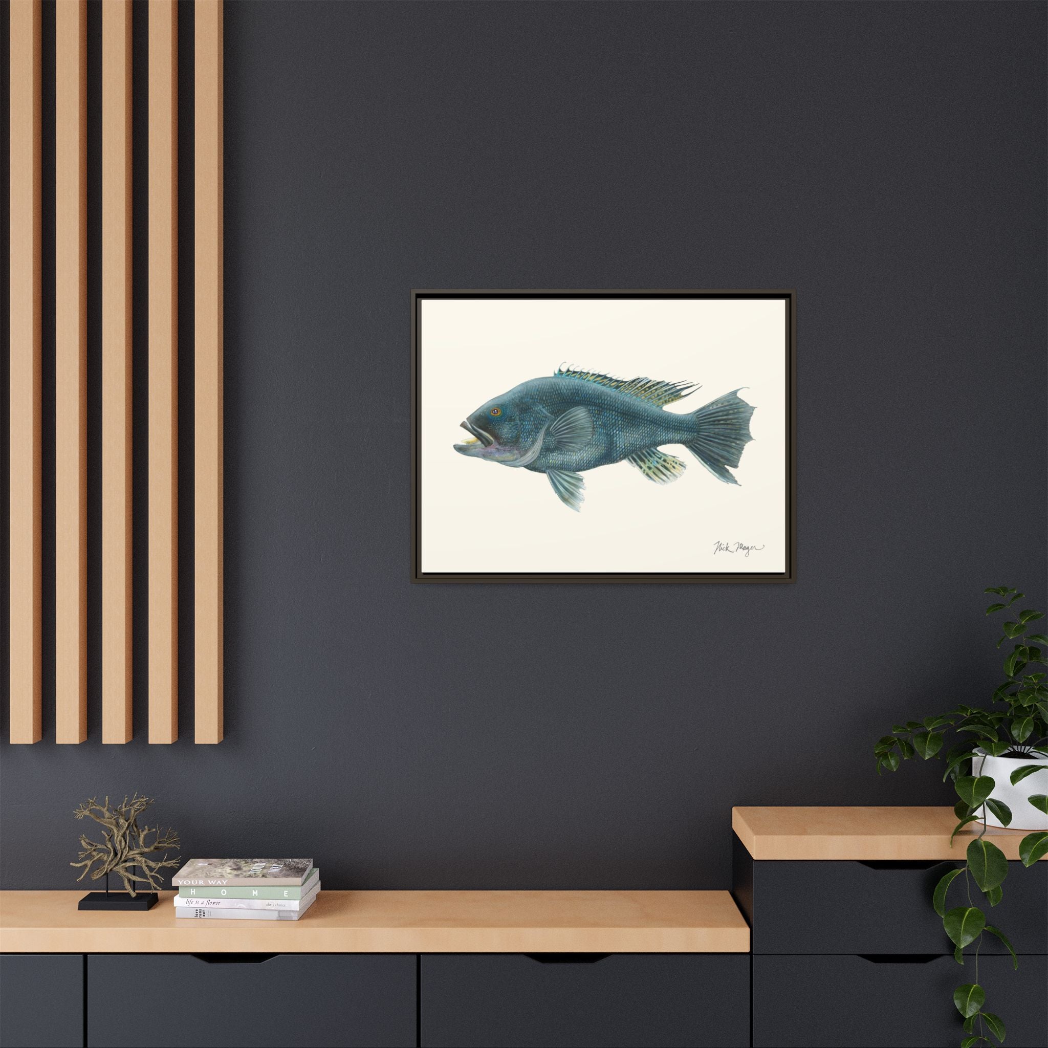 Black Sea Bass Framed Canvas Print Printify