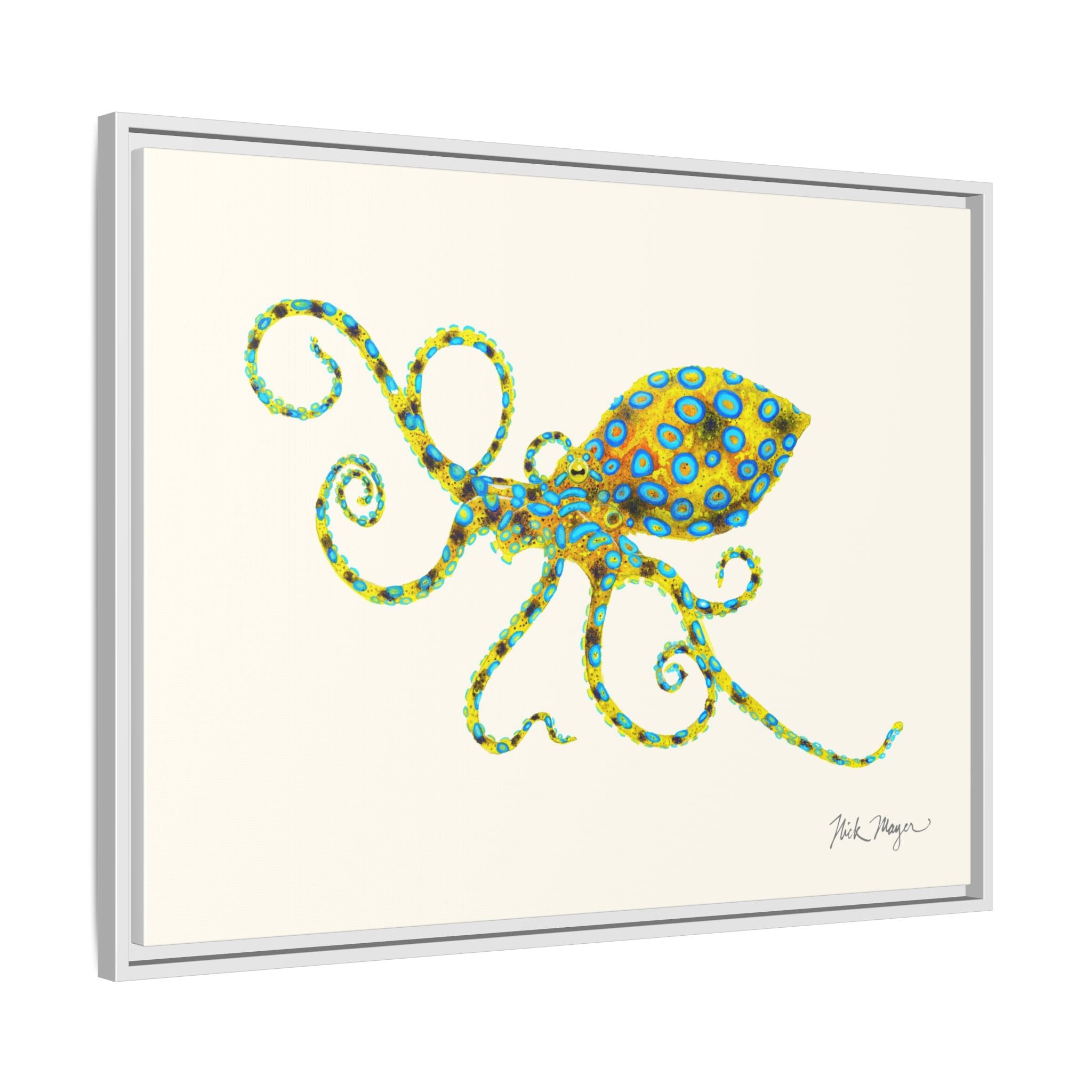 Blue Ringed Octopus Framed Canvas Print Printify