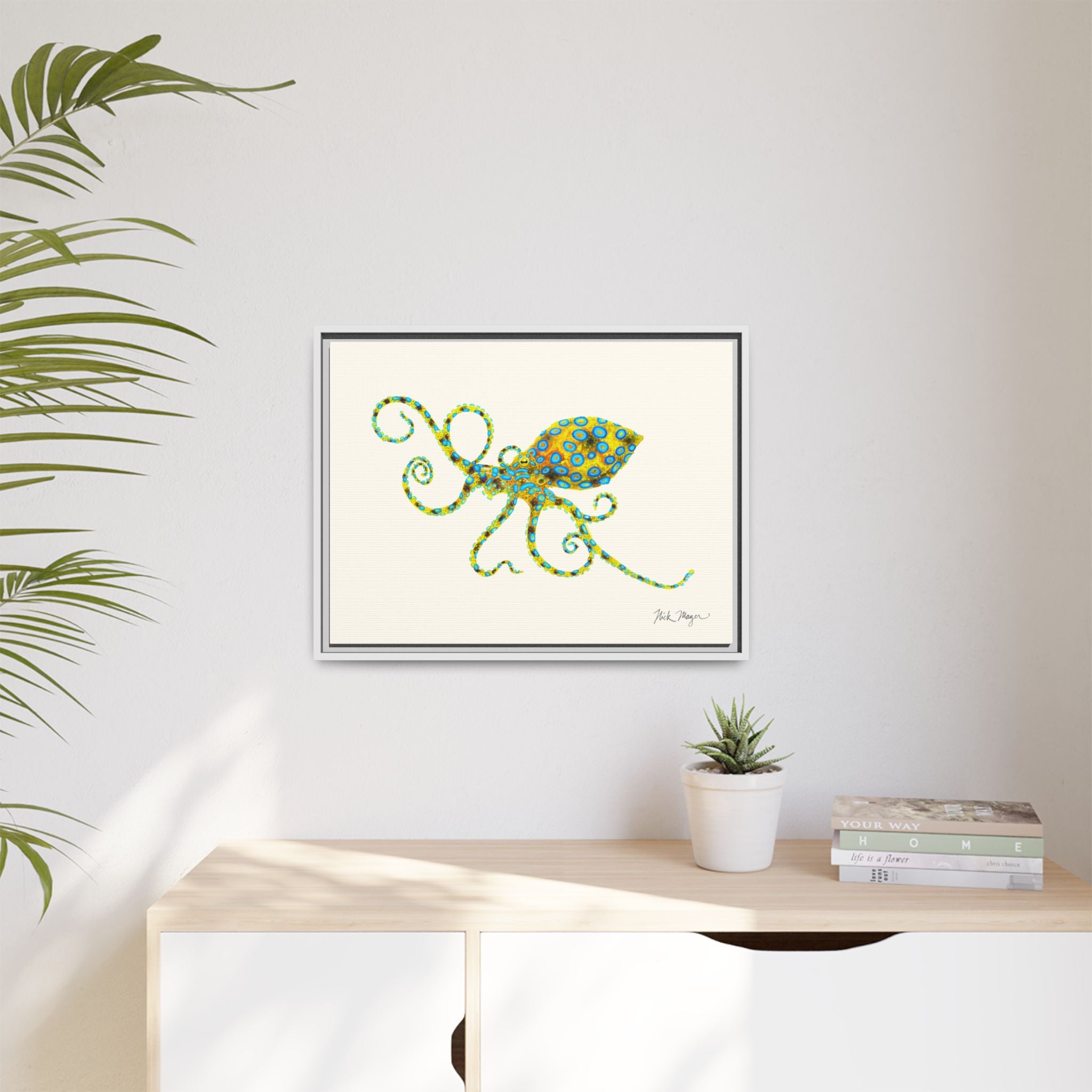Blue Ringed Octopus Framed Canvas Print Printify