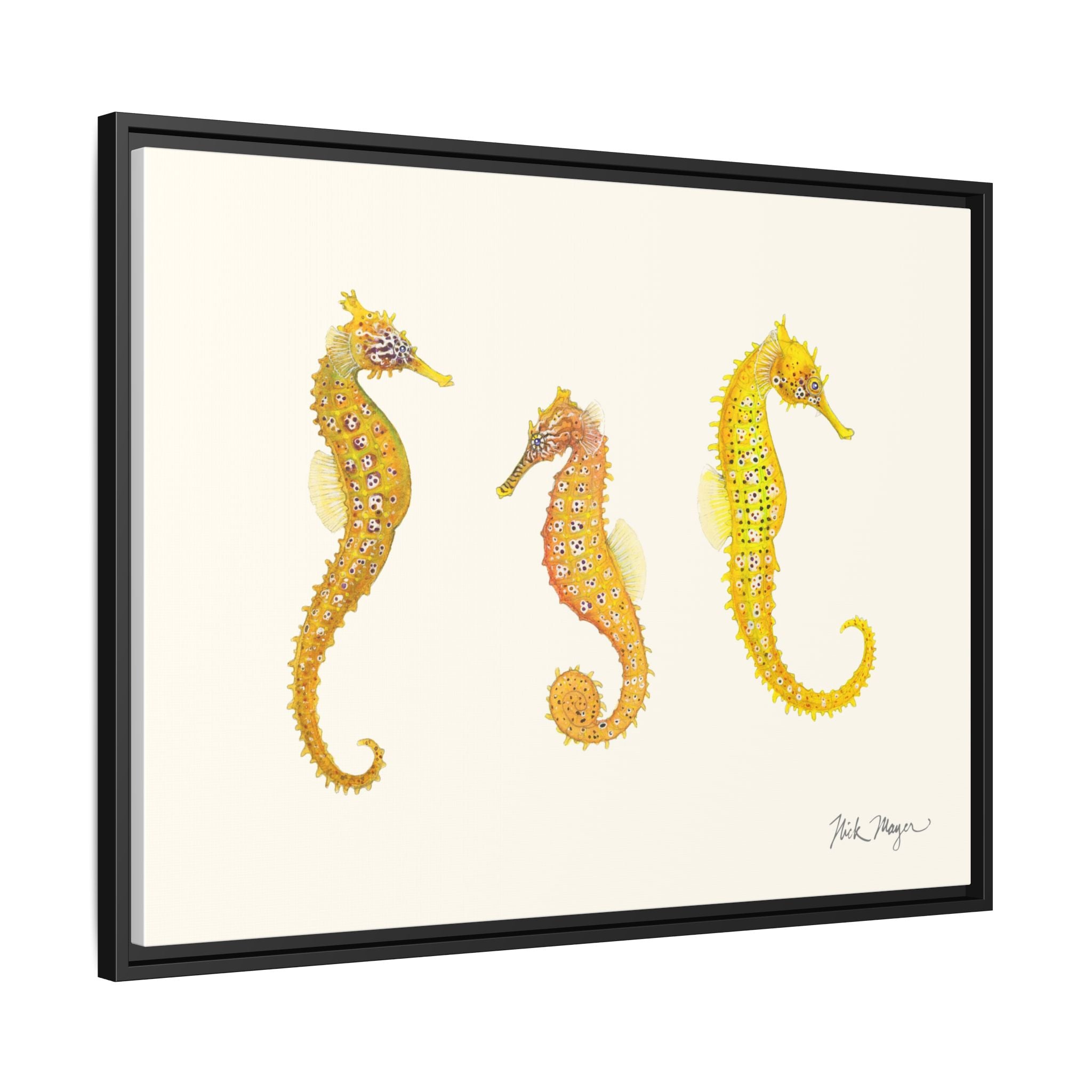 Giant Seahorse Trio Framed Canvas Print Printify