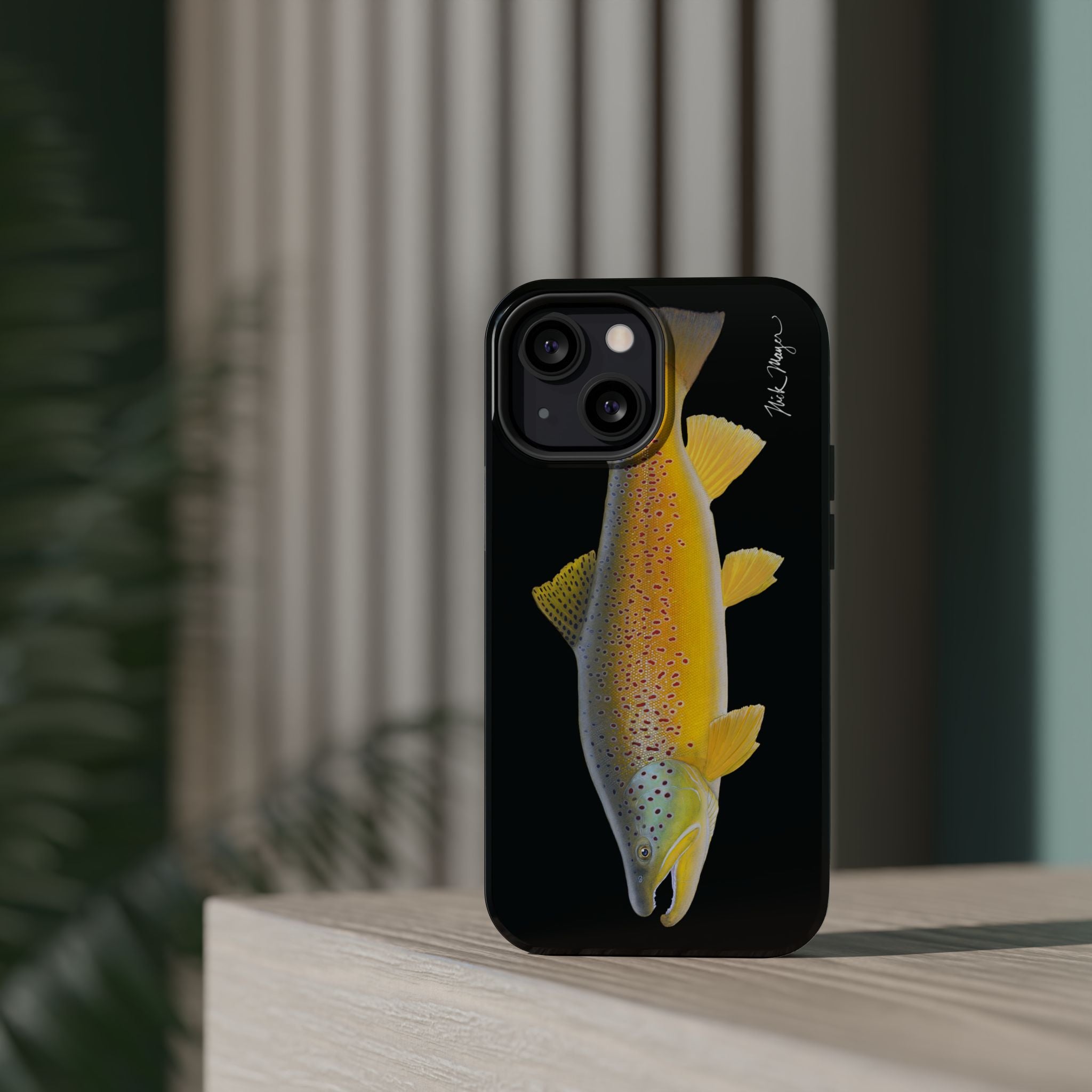 Brown Trout 3 Black MagSafe iPhone Case
