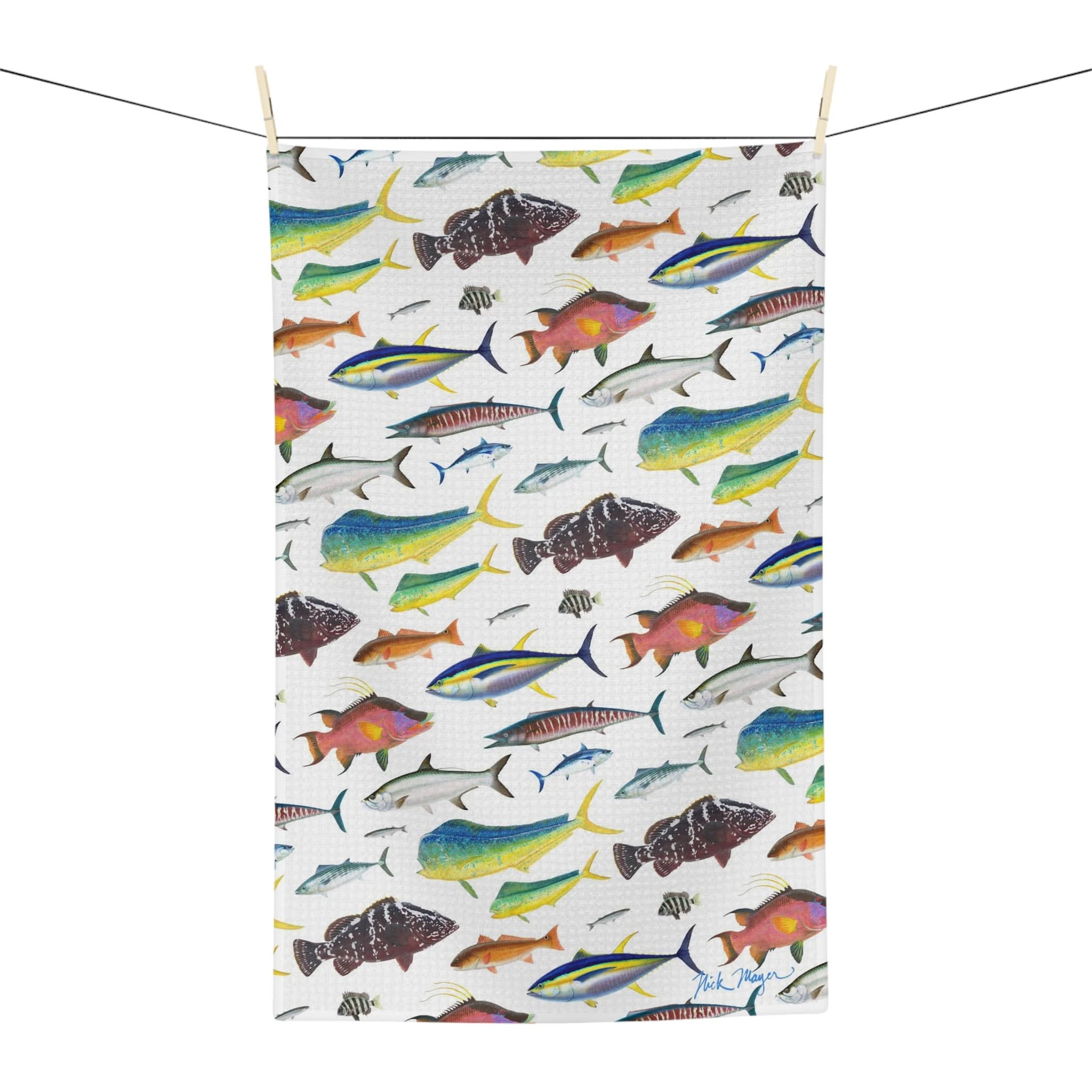 Southern Offshore Fish White Soft Kitchen Towel