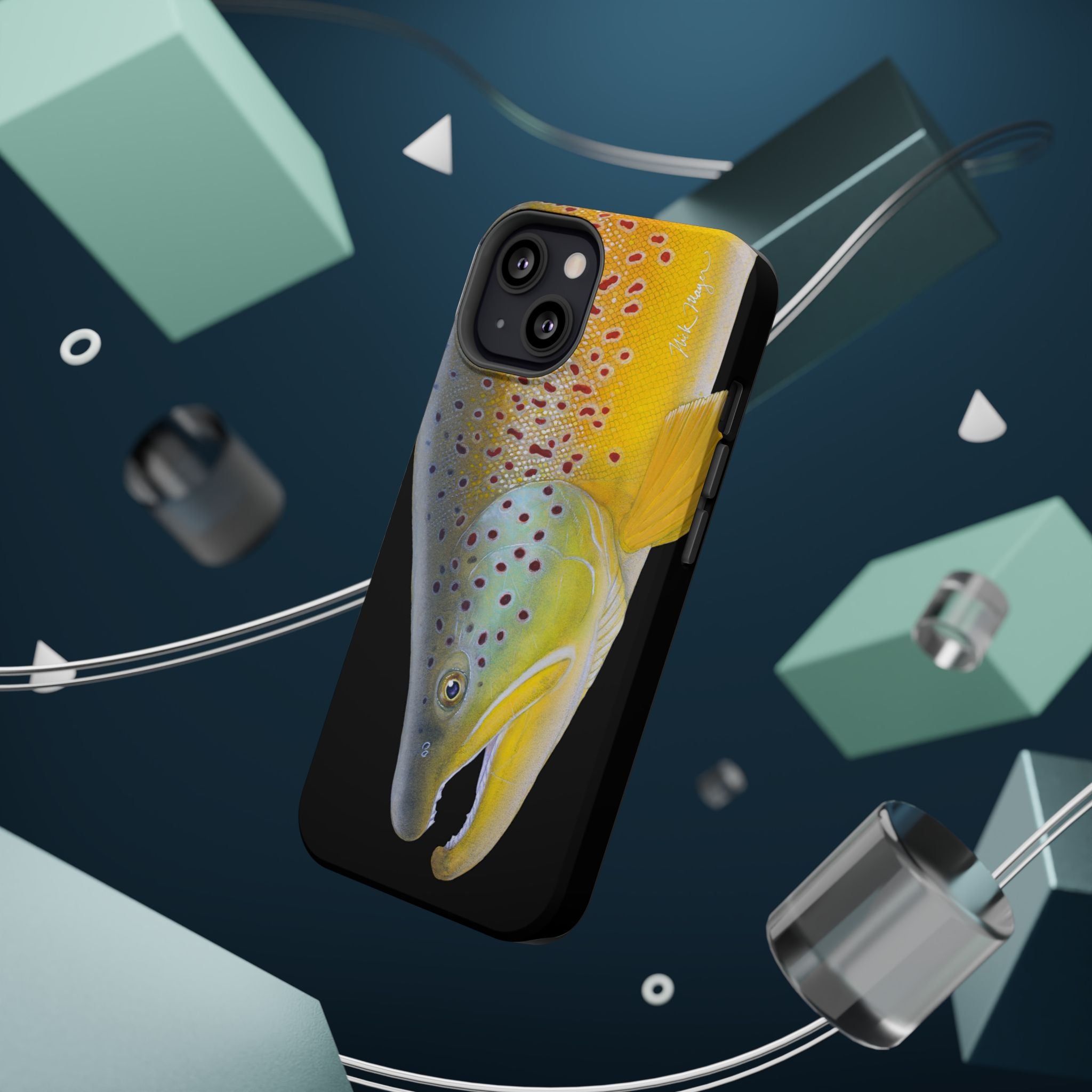 Brown Trout 3 Face Black MagSafe iPhone Case