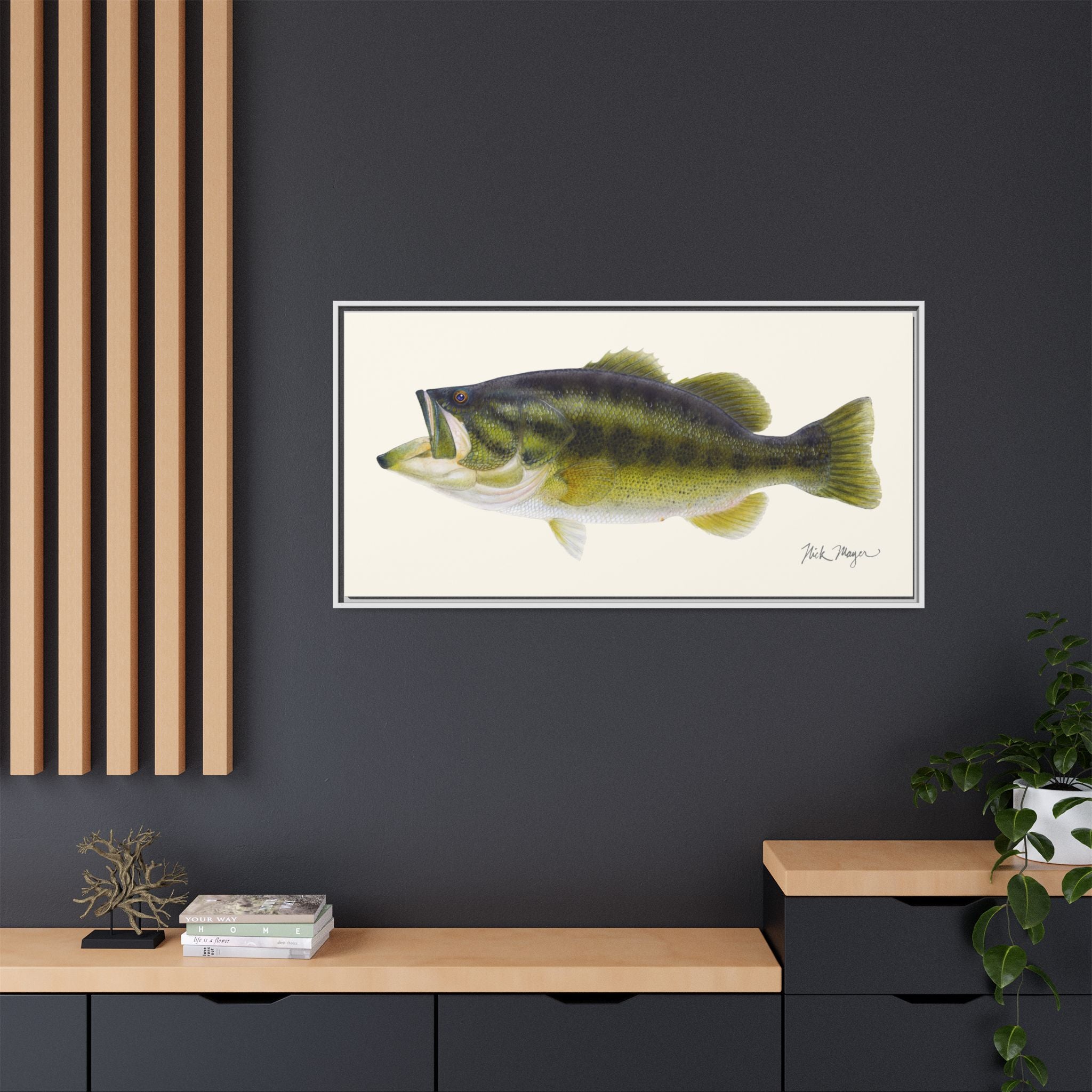 Largemouth Bass I Framed Canvas Print Printify