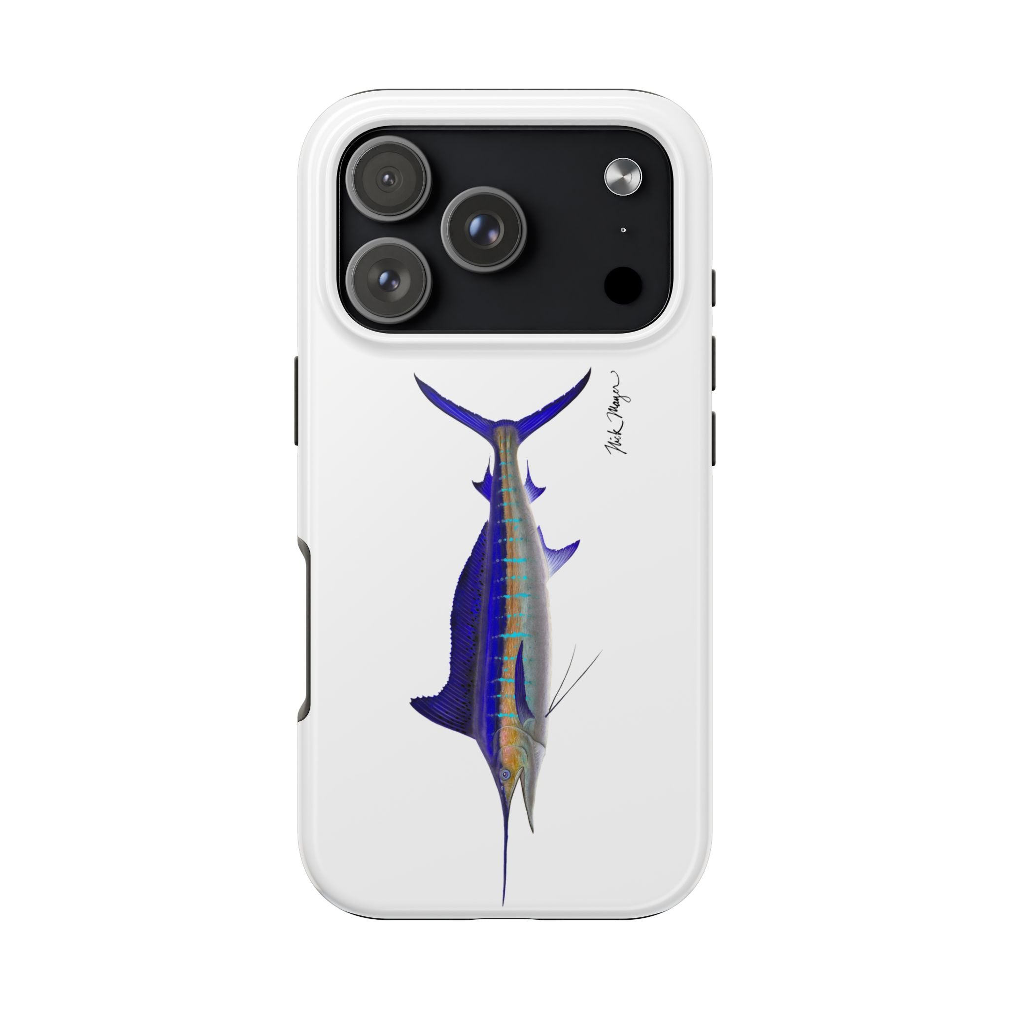 Striped Marlin White Phone Case (iPhone)