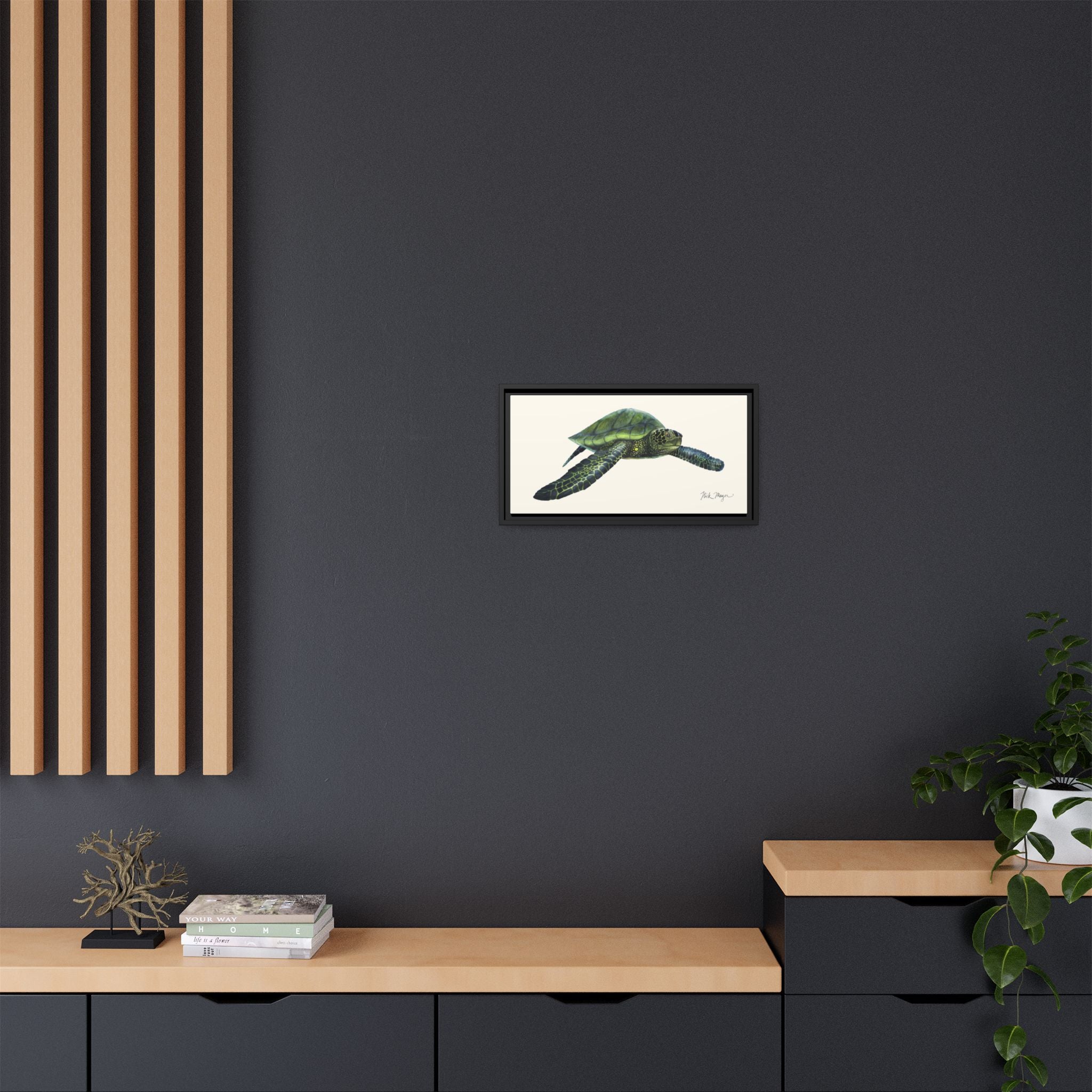 Green Sea Turtle I Framed Canvas Print Printify
