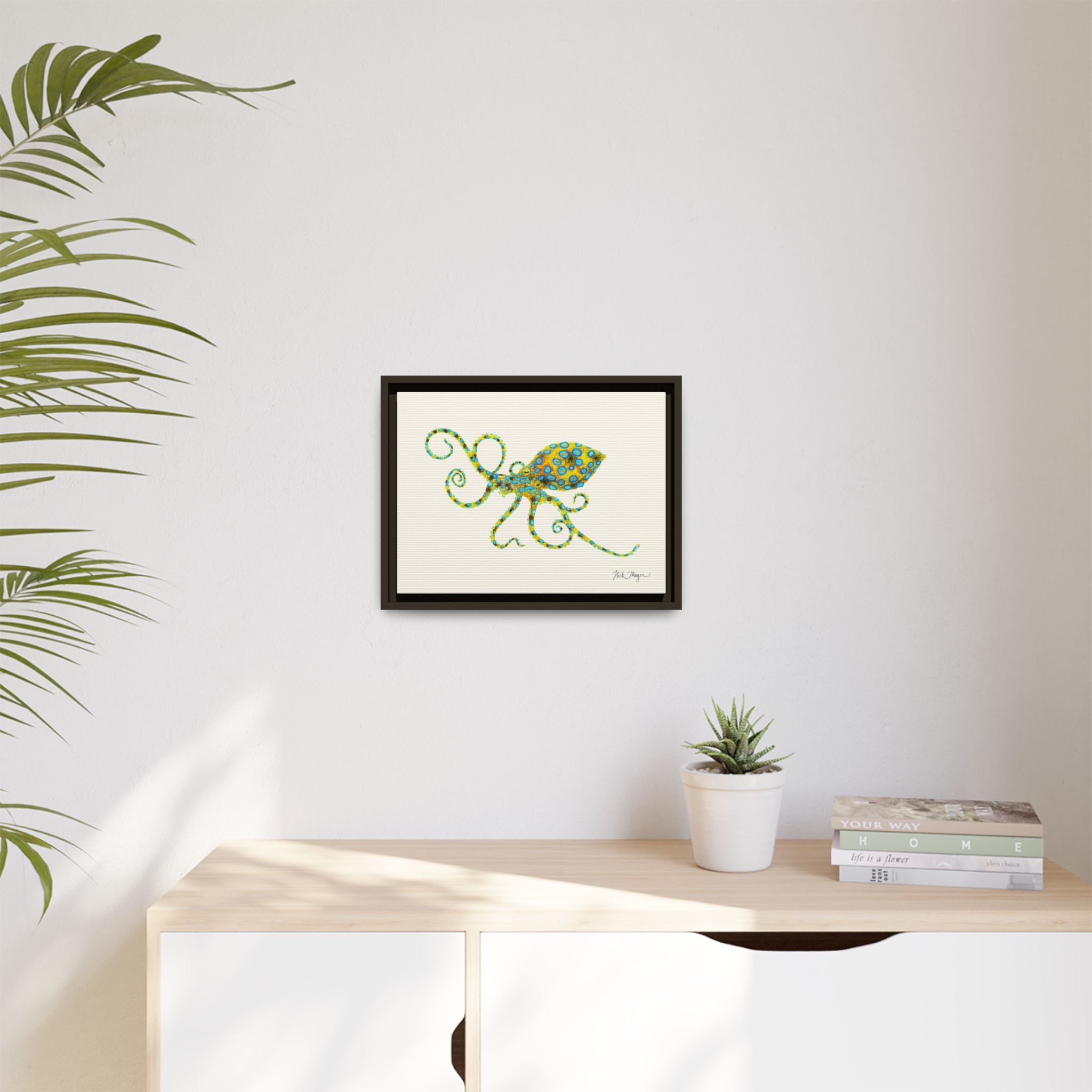 Blue Ringed Octopus Framed Canvas Print Printify