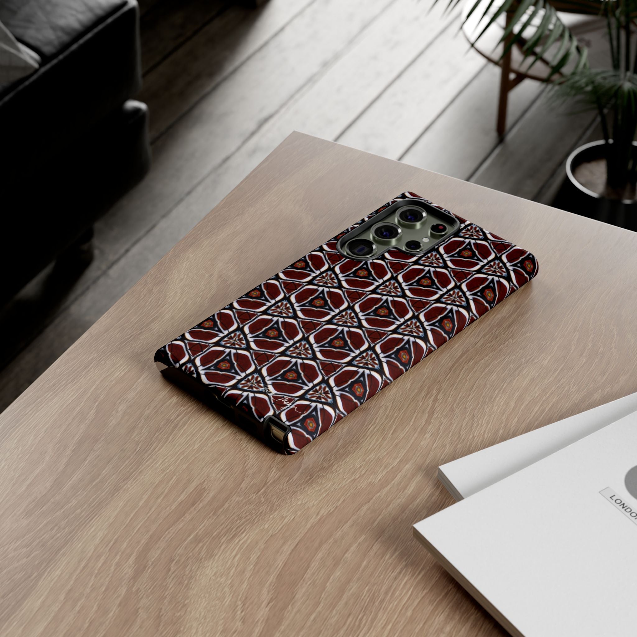 Maroon Butterfly Pattern Phone Case (Samsung)