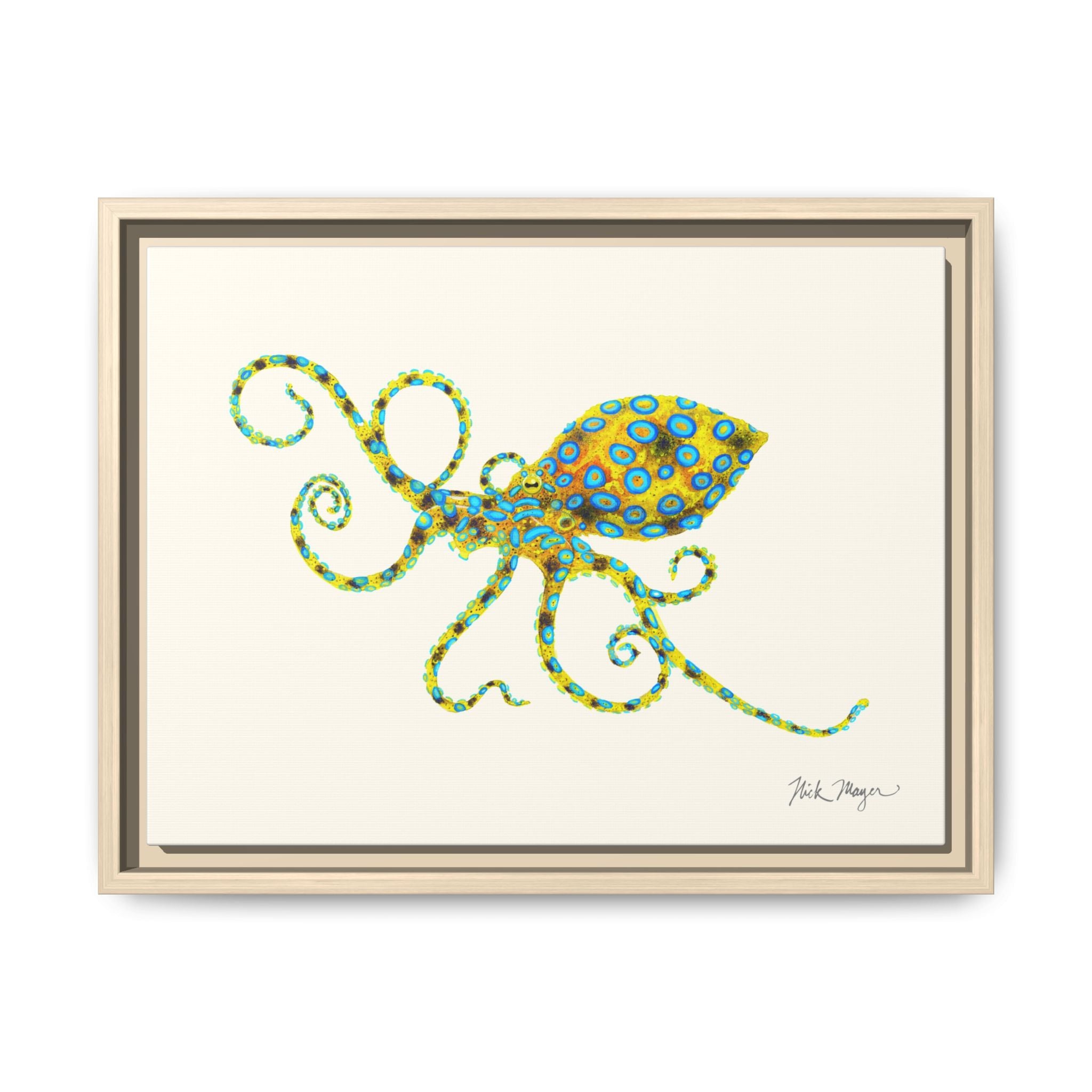 Blue Ringed Octopus Framed Canvas Print Printify