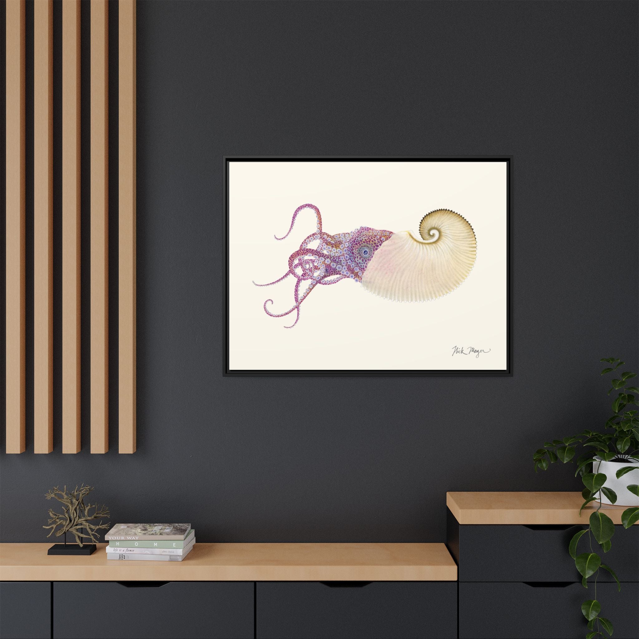 Paper Nautilus Framed Canvas Print Printify