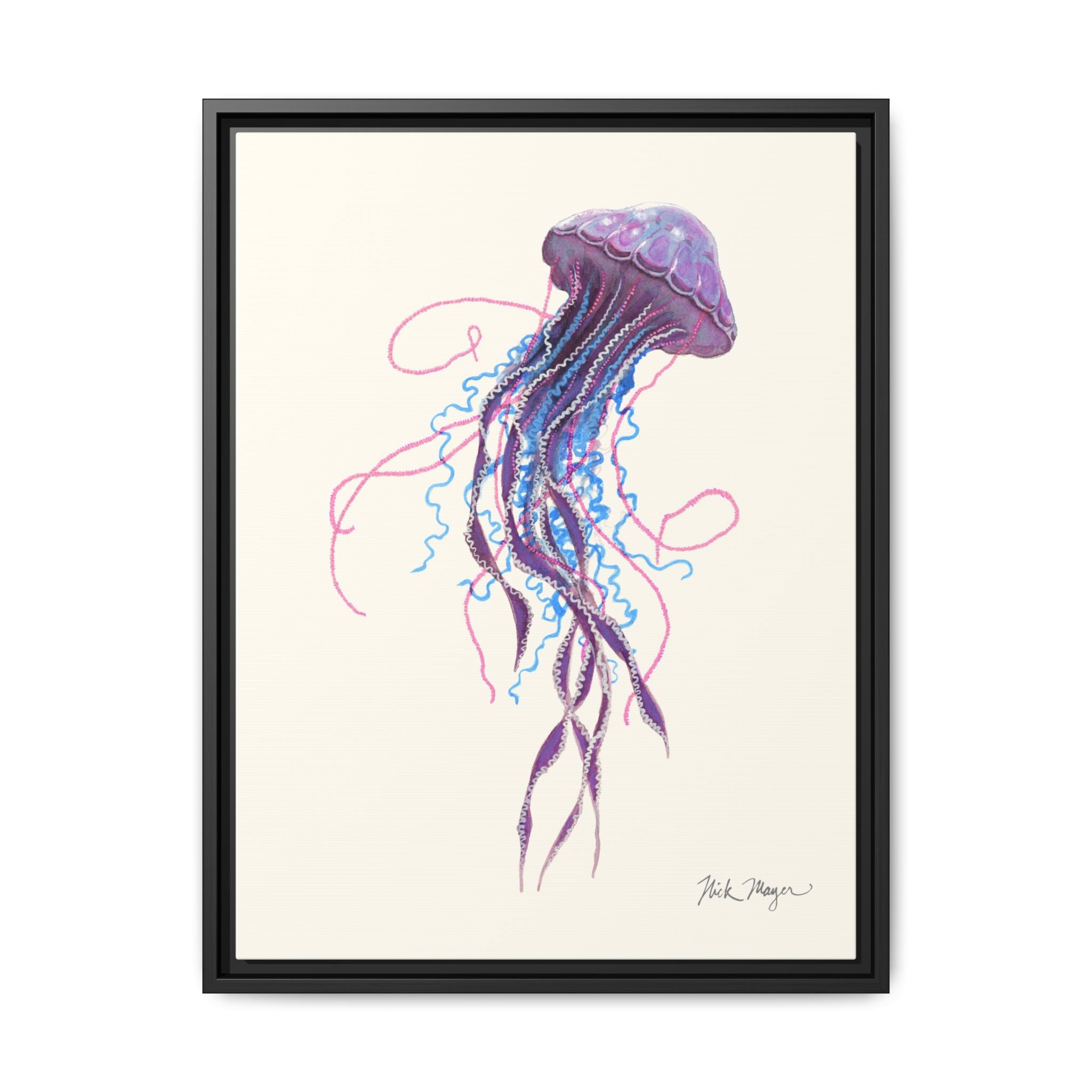 Purple Jellyfish II Framed Canvas Print Printify