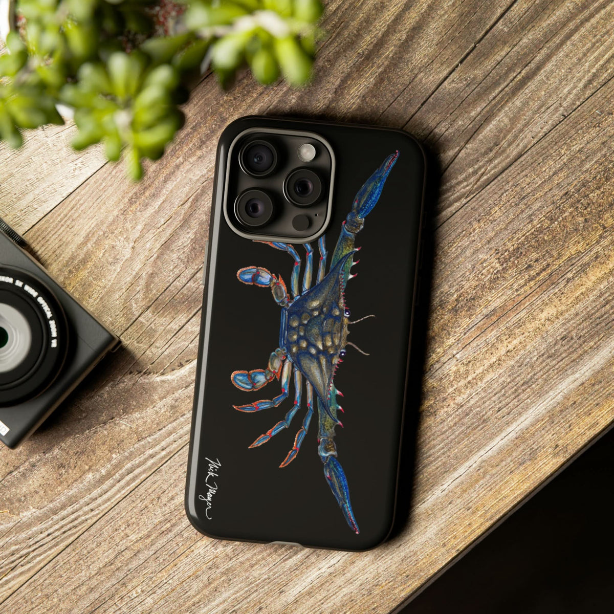 Blue Crab Black iPhone 15 Case