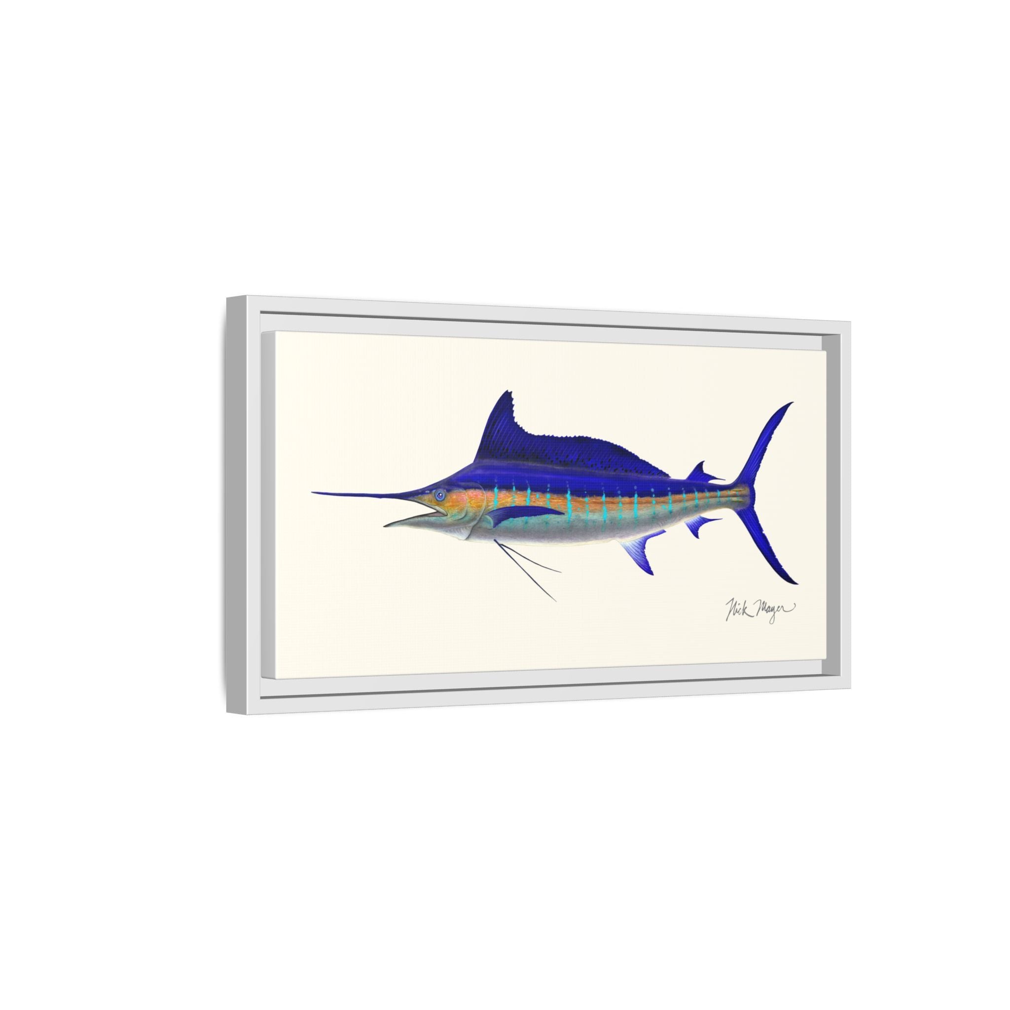 Striped Marlin Framed Canvas Print Printify