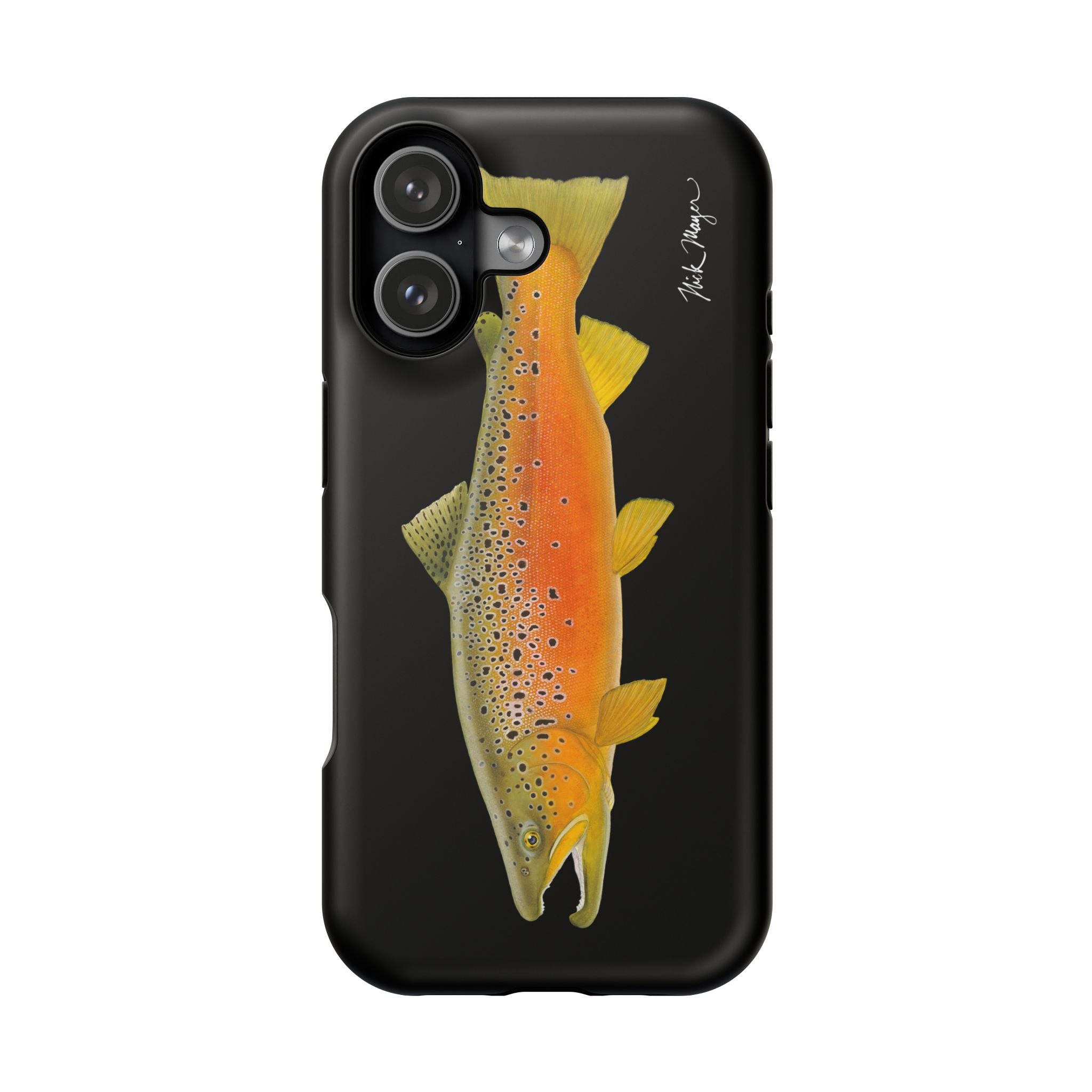 Brown Trout 2 Black MagSafe iPhone Case, NEW for Holiday 2025!
