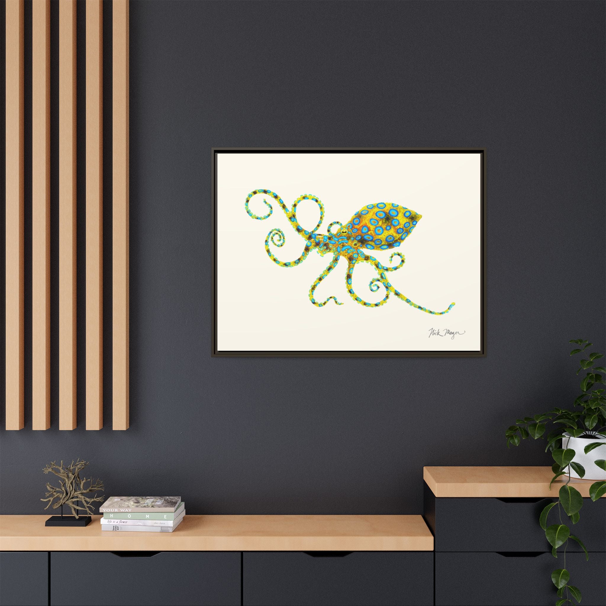 Blue Ringed Octopus Framed Canvas Print Printify