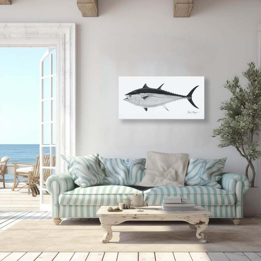 Black & White Giant Bluefin Tuna II Canvas Print