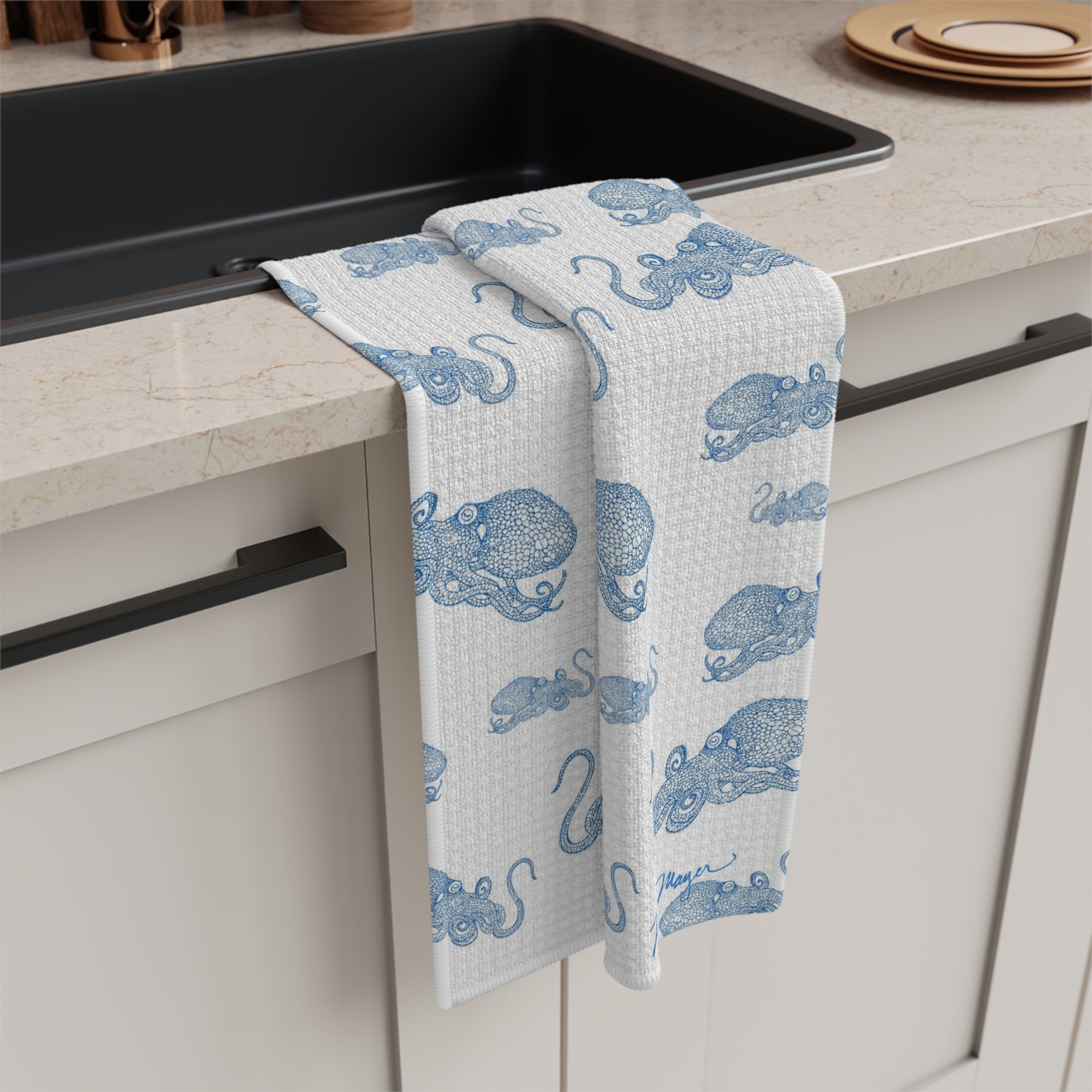 Blue Octopus I Soft Kitchen Towel - Best Seller