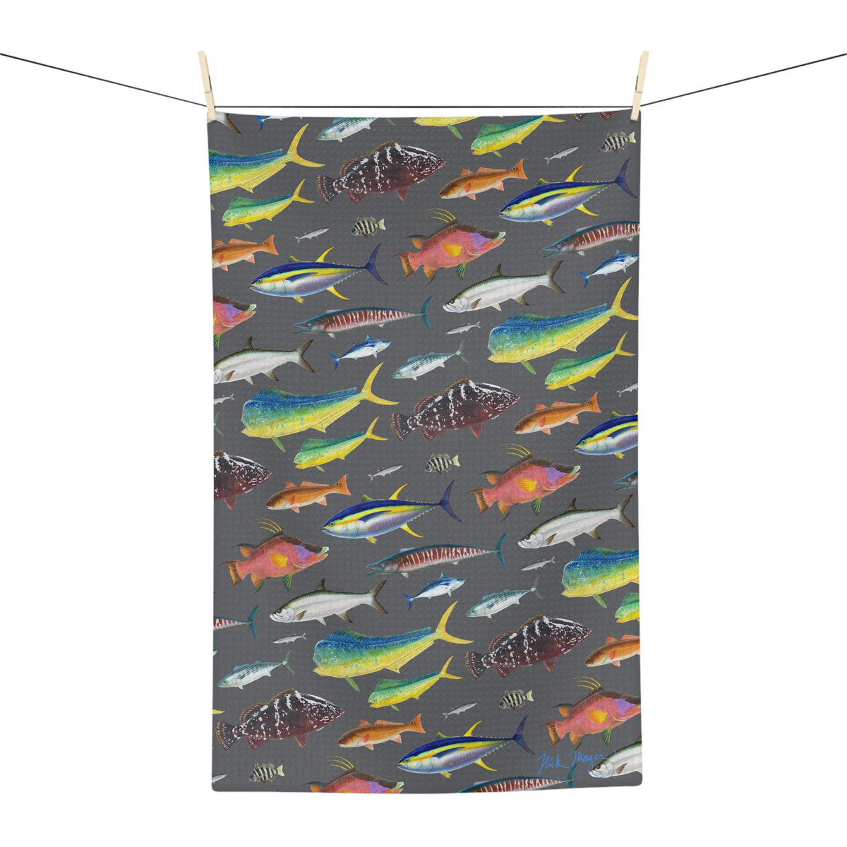 Southern Offshore Fish Grey Soft Kitchen Towel - NEW for Fall 2023!