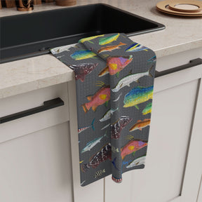 Southern Offshore Fish Grey Soft Kitchen Towel