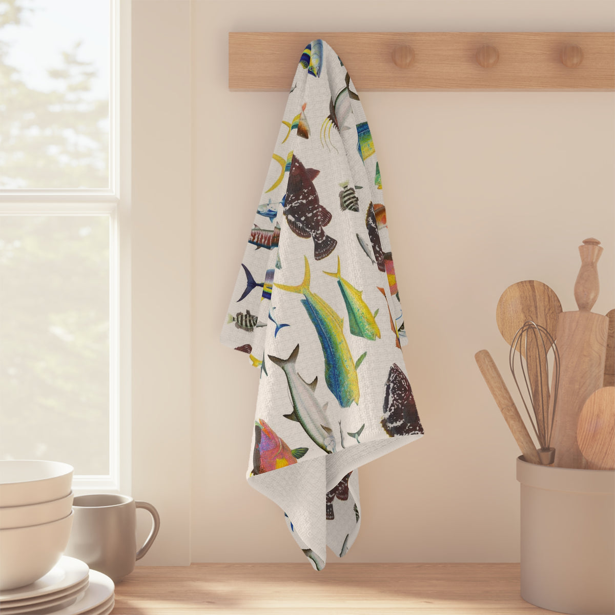 Southern Offshore Fish White Soft Kitchen Towel - NEW for Fall 2023!