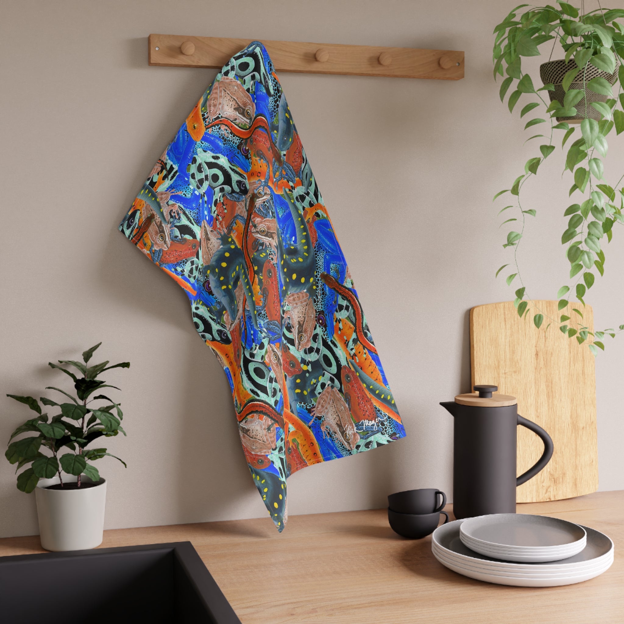 Frogs and Newts Soft Kitchen Towel, NEW for 2025!