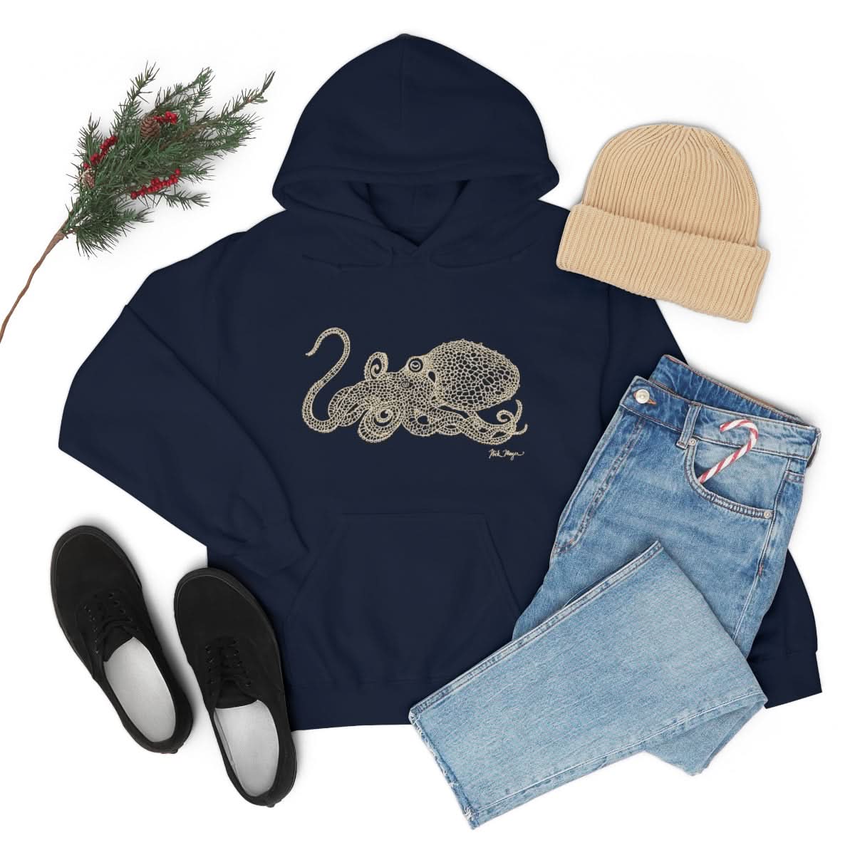 Octopus embroidered online logo hoodie