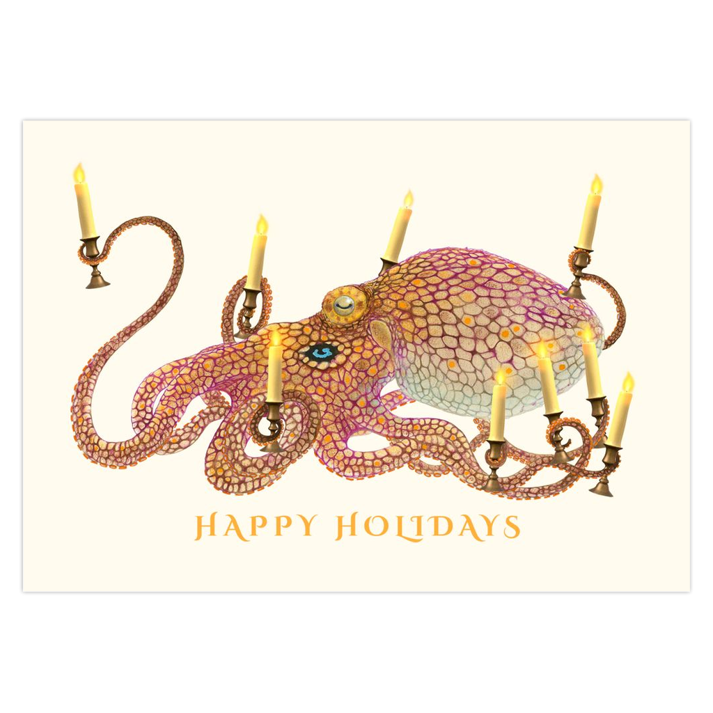 Octopus Menorah Holiday Cards