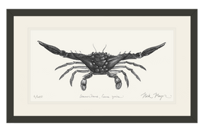 Blue Crab, Claws Out Print (b&w)