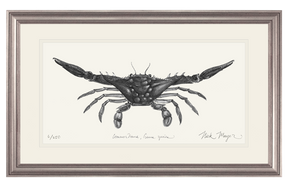 Blue Crab, Claws Out Print (b&w)