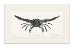 Blue Crab, Claws Out Print (b&w)