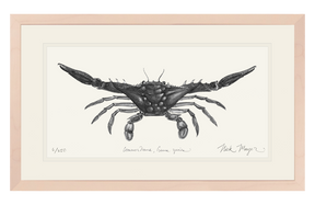 Blue Crab, Claws Out Print (b&w)