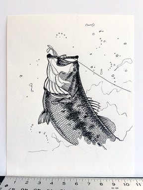 Largemouth Bass Unframed Original Ink Drawing