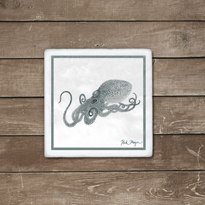 Octopus Marble Stone Coasters - Set of 4