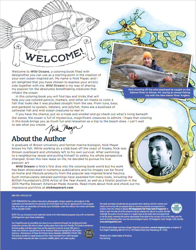 Wild Oceans Coloring Book, Signed by Nick Mayer