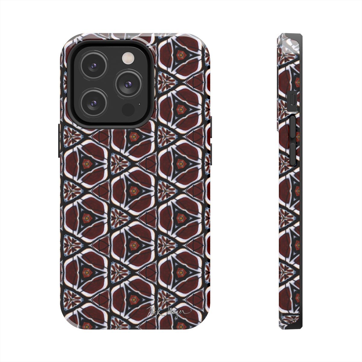 Maroon Butterfly Pattern Phone Case (iPhone)